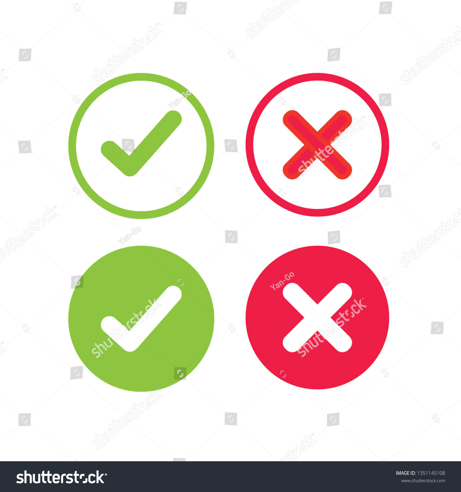 green check and red cross symbols, squared vector signs. Element of web icon for mobile concept and web apps- illustration
 #1351145108