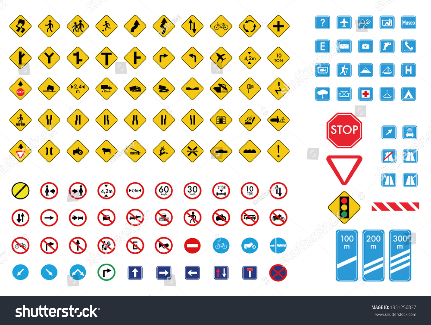 traffic signs collection vector. #1351256837