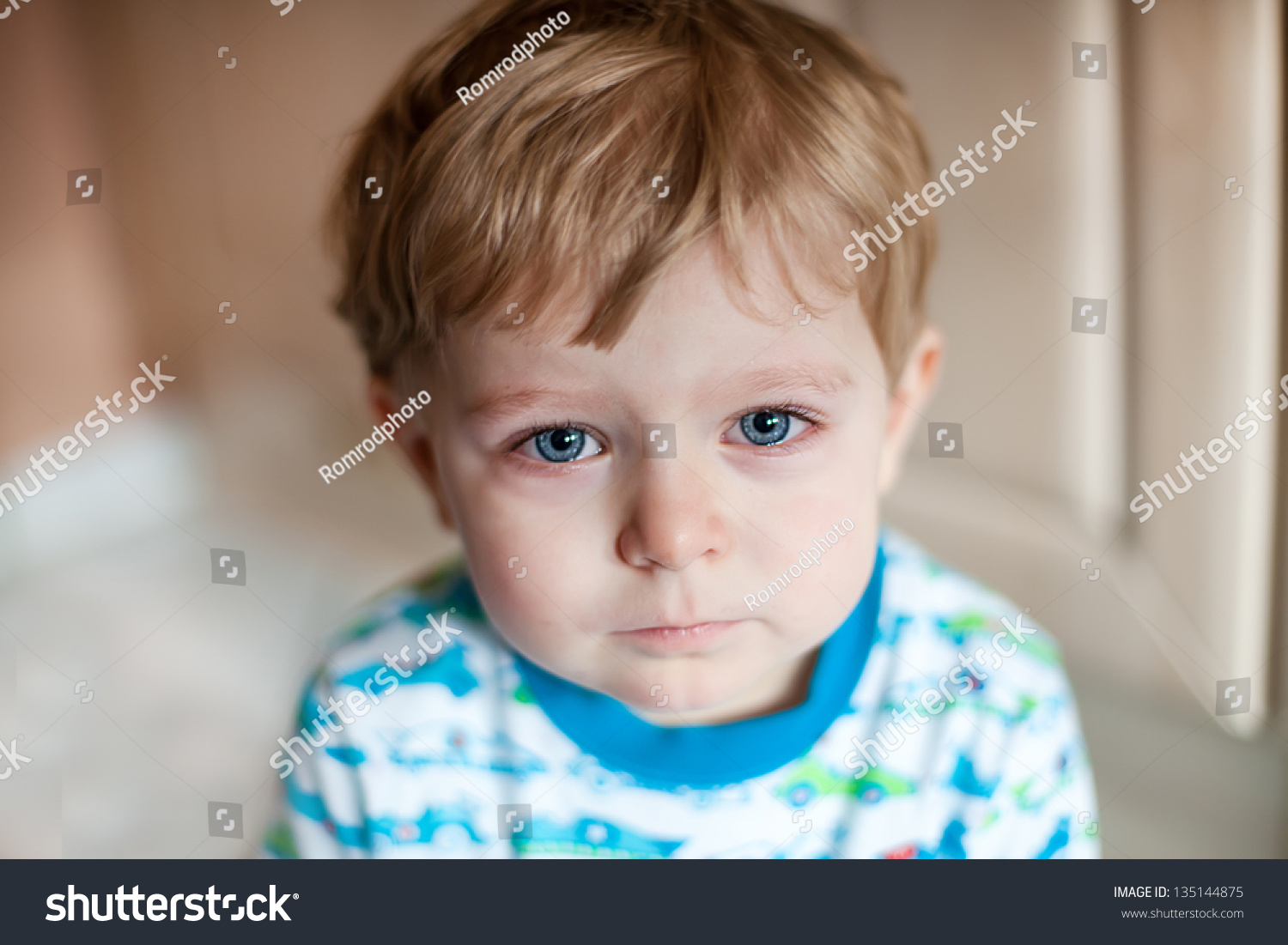 Crying Toddler Boy With Blue Eyes And Stock Photo 135144875