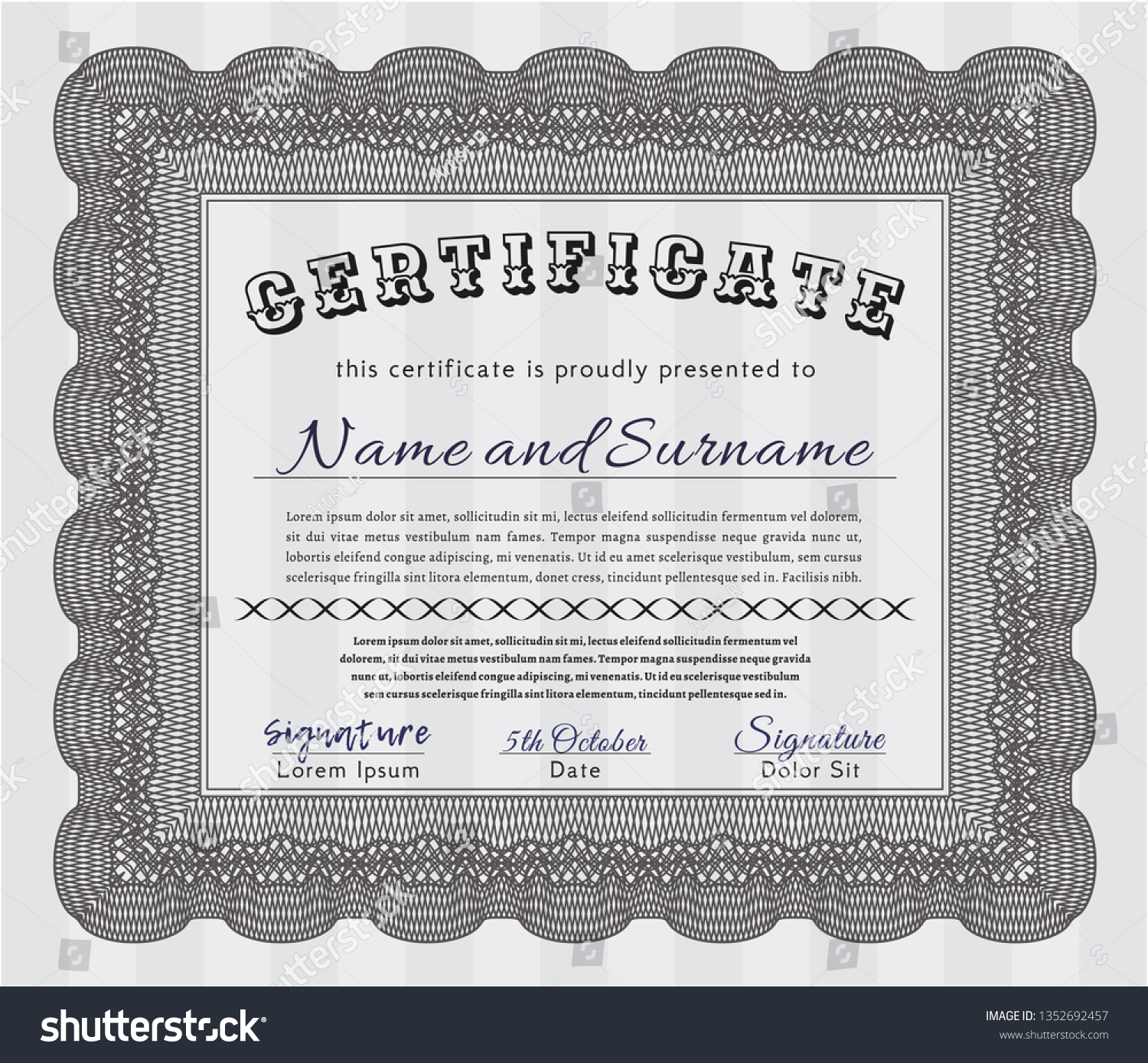 Grey Certificate of achievement. Excellent - Royalty Free Stock Vector ...