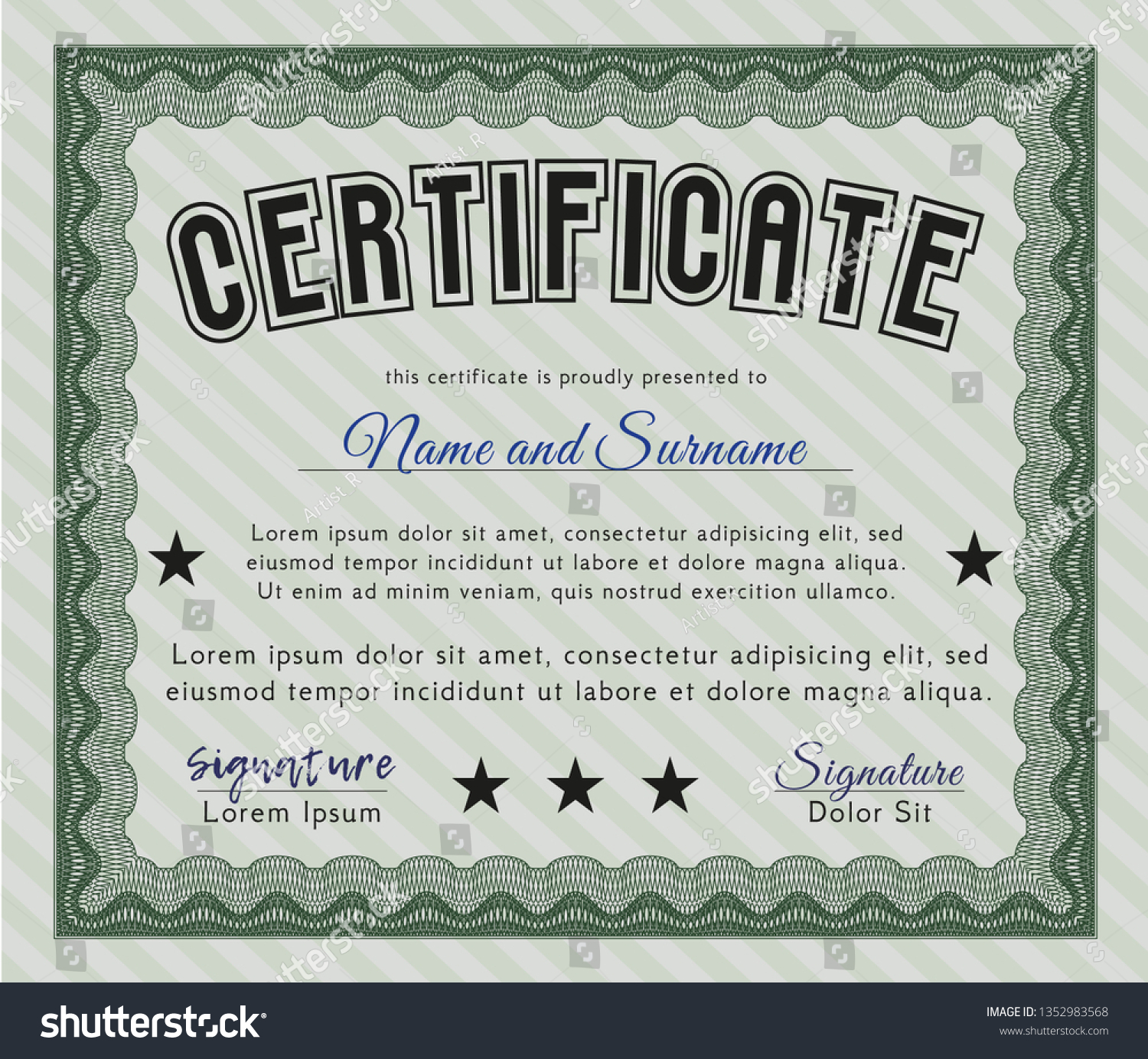 Green Certificate of achievement. Superior - Royalty Free Stock Vector ...