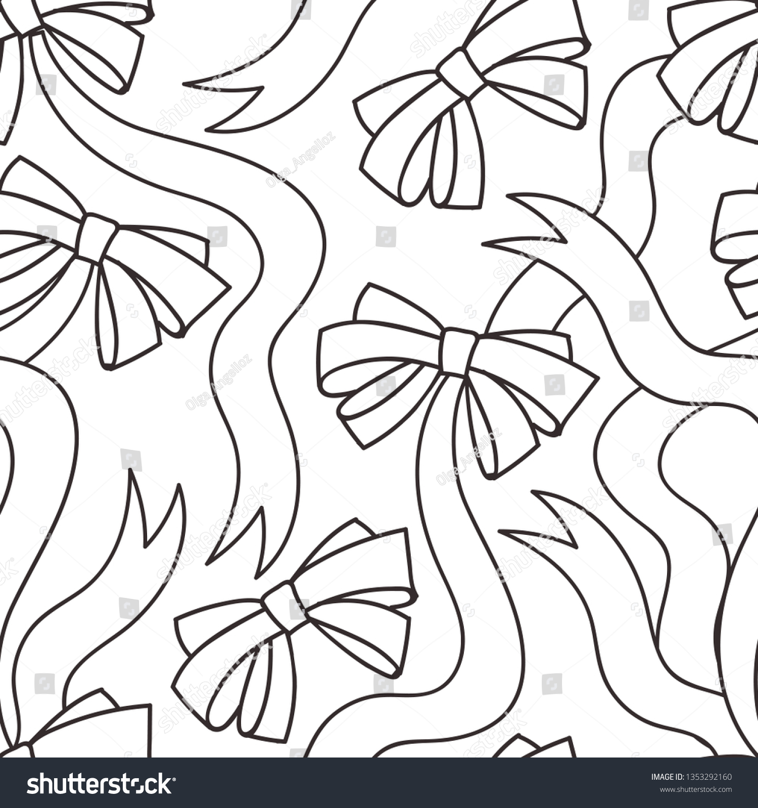 Doodle ribbon bows vector seamless background. - Royalty Free Stock