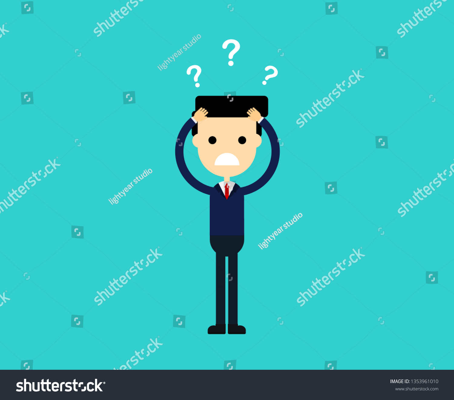 businessman thinking. question mark. funny - Royalty Free Stock Vector ...