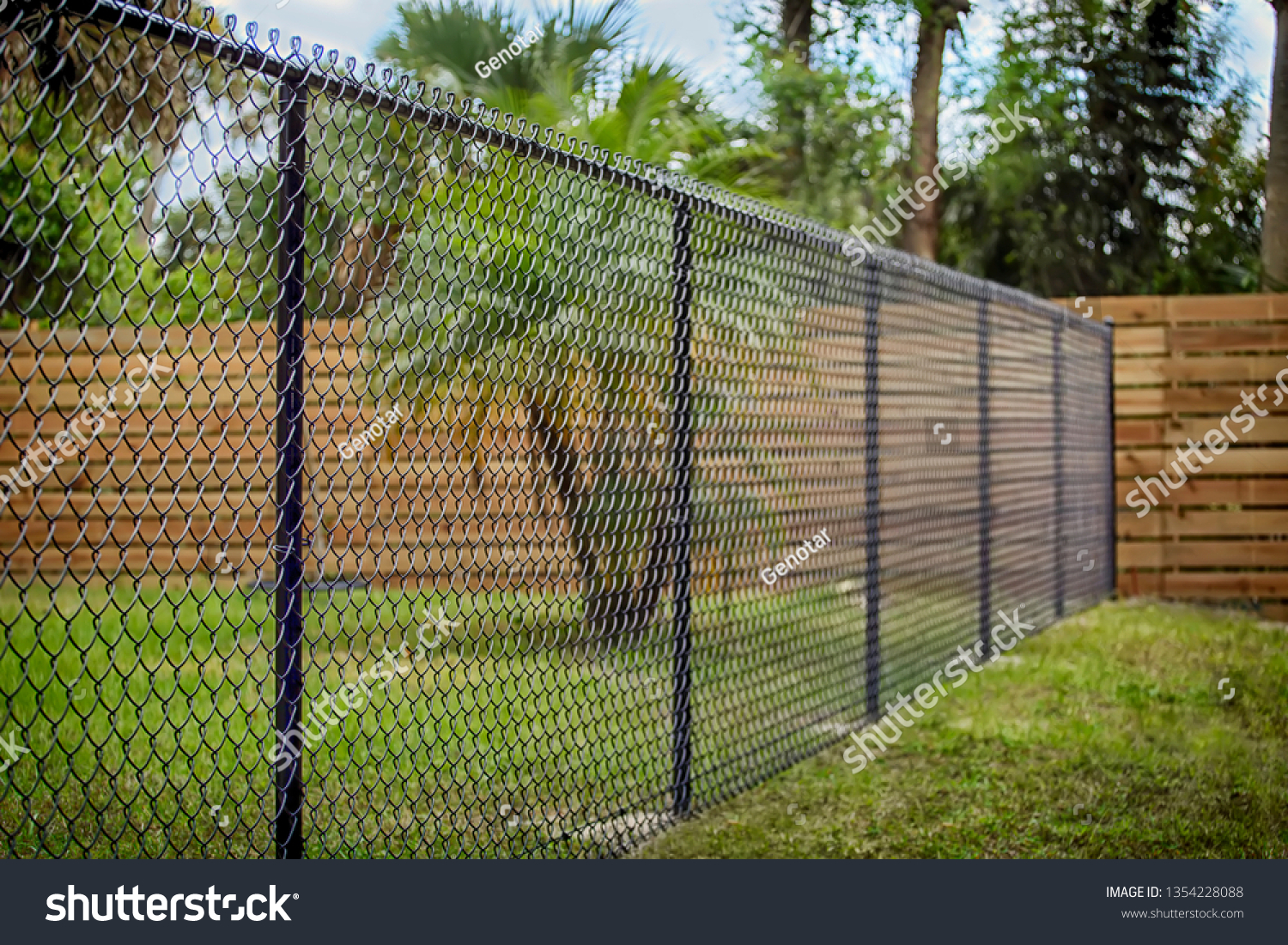 Black Chain Link Fence #1354228088