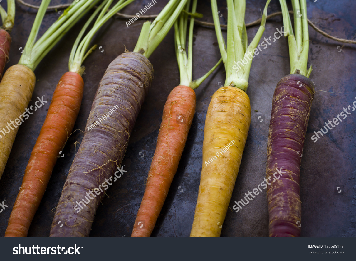 Organic rainbow carrots from the local farm. #135588173
