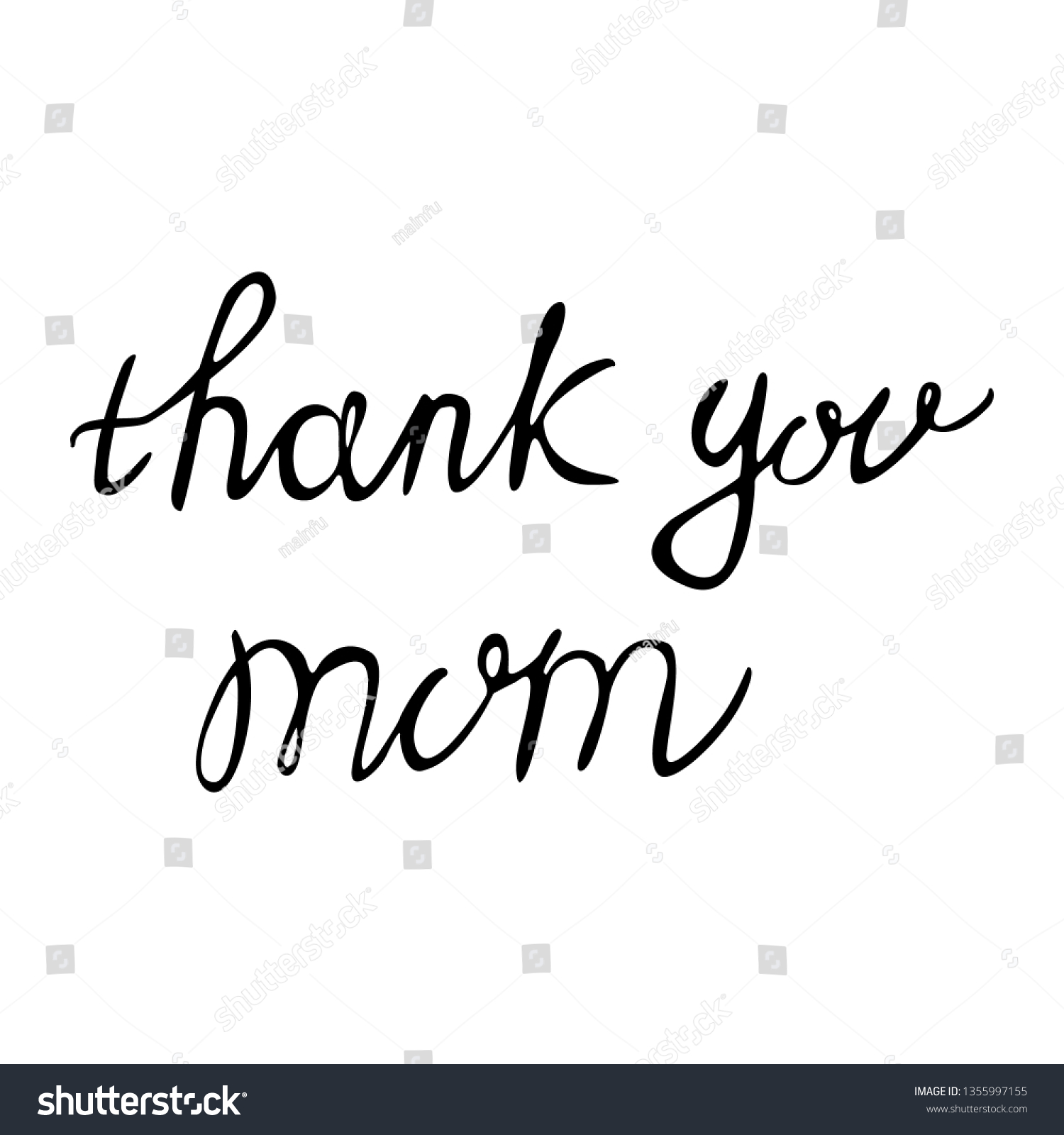 Thank You Mom Inscriptions For Mother Day Royalty Free Stock Vector 1355997155