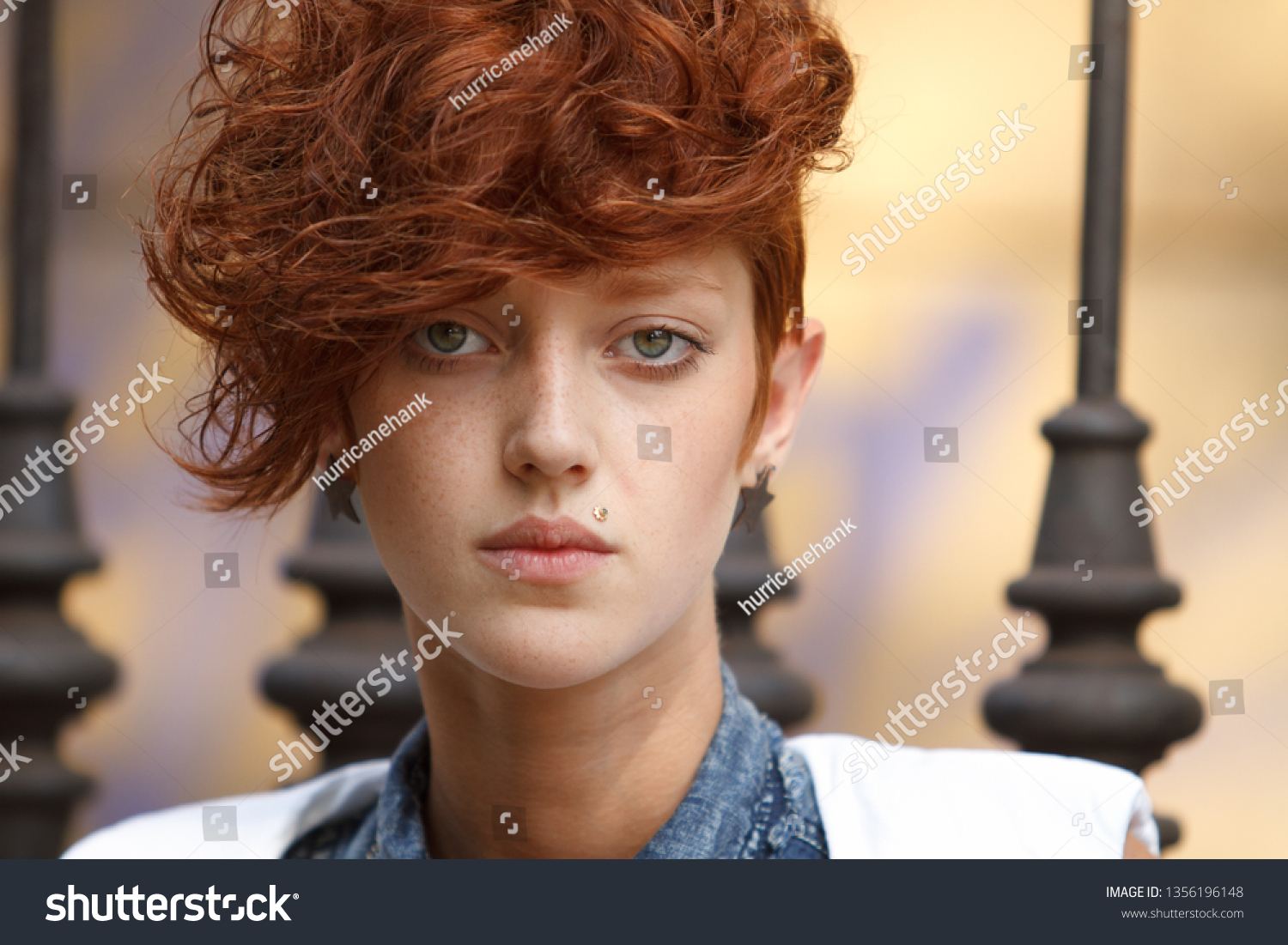 Beautiful redhead teen model. Stylish hair model #1356196148