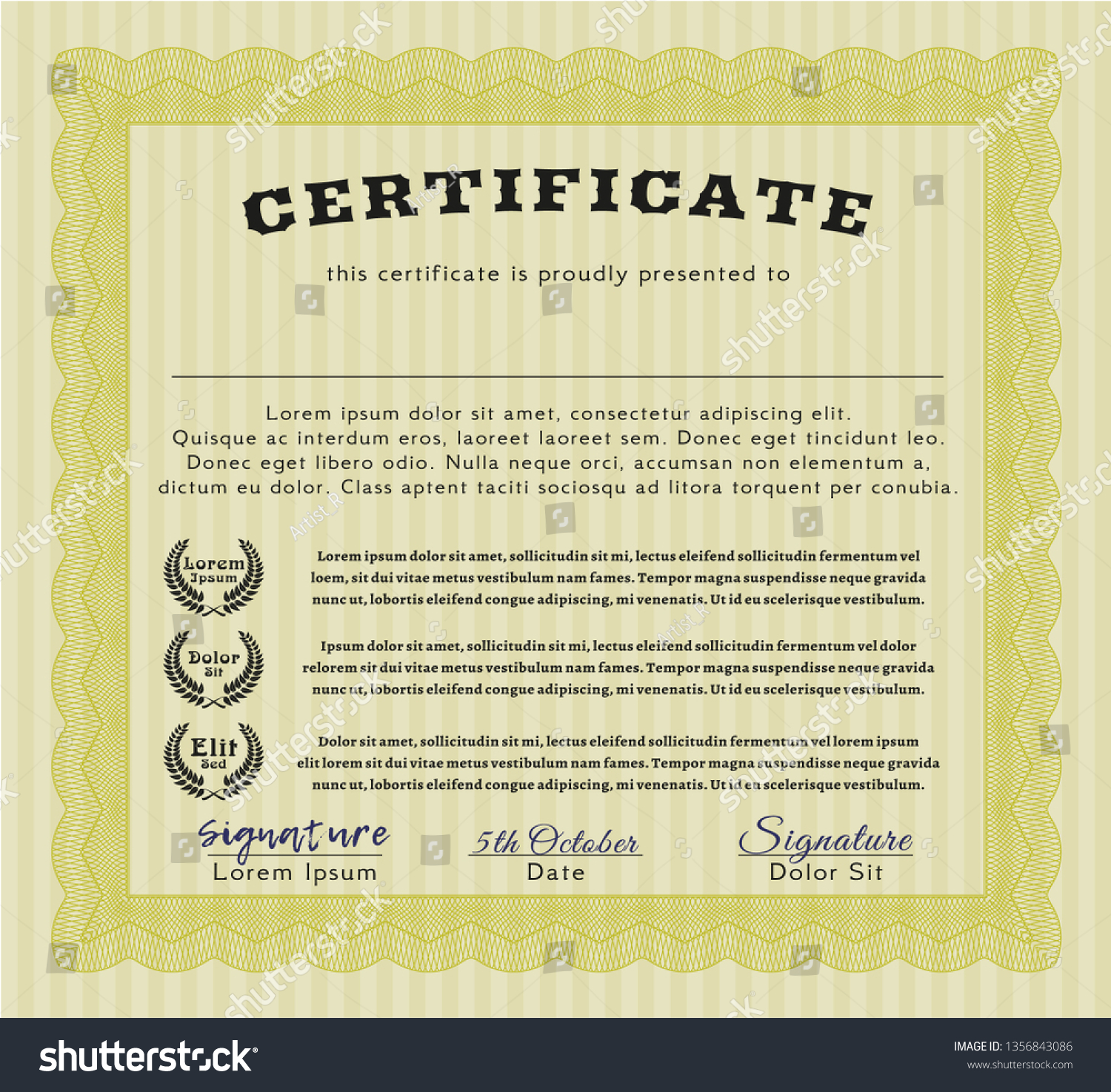 Yellow Diploma. Perfect design. With quality background. Vector illustration.  #1356843086