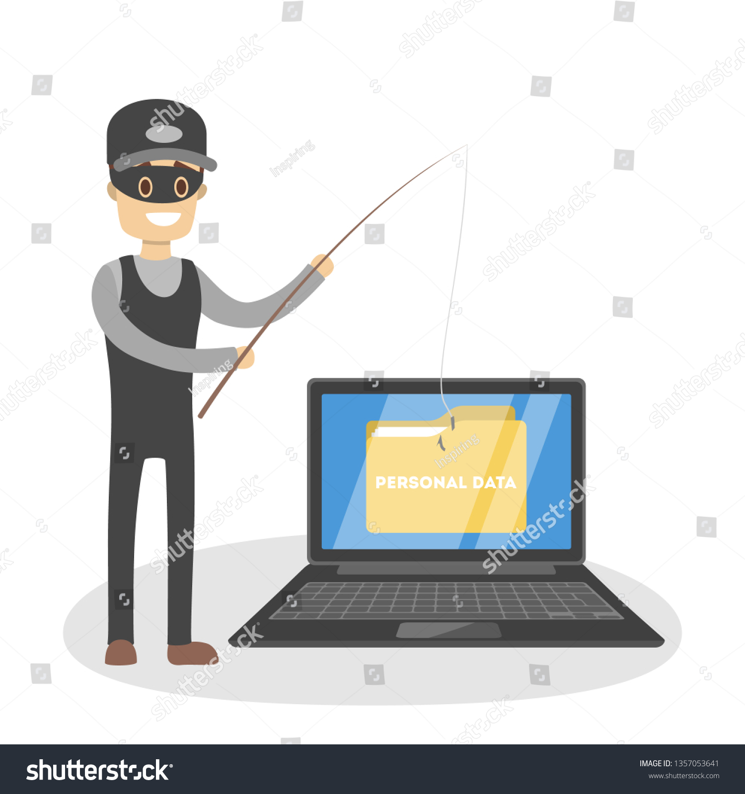 Male thief attack computer and steal personal - Royalty Free Stock ...