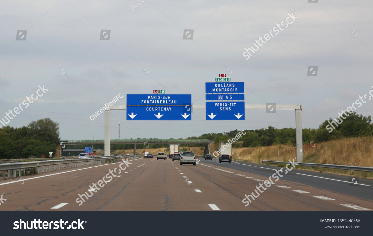 french traffic signal to go to Paris on the motorway in France #1357440866