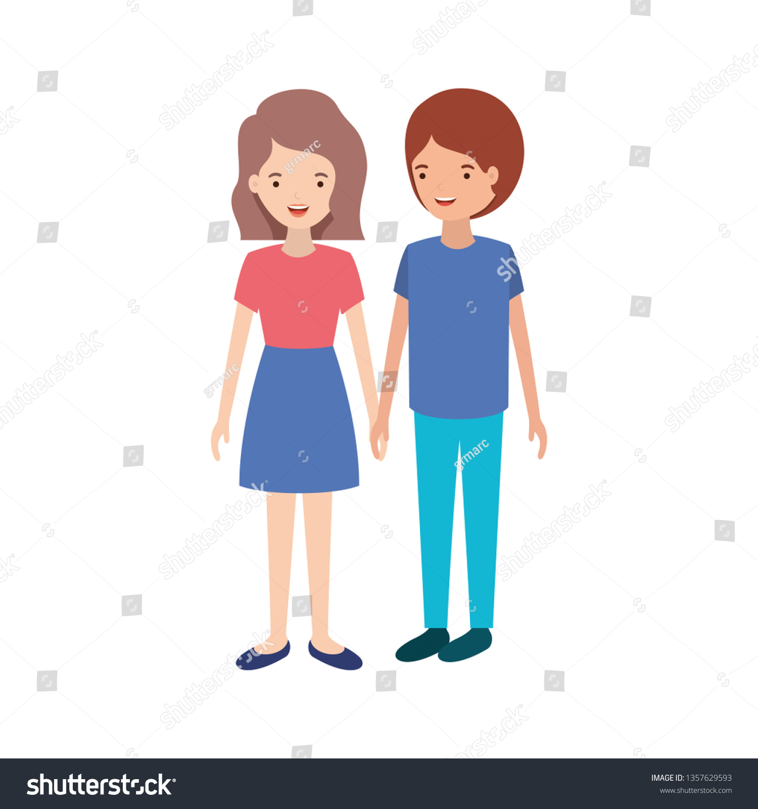 Young Couple Avatar Character - Royalty Free Stock Vector 1357629593 