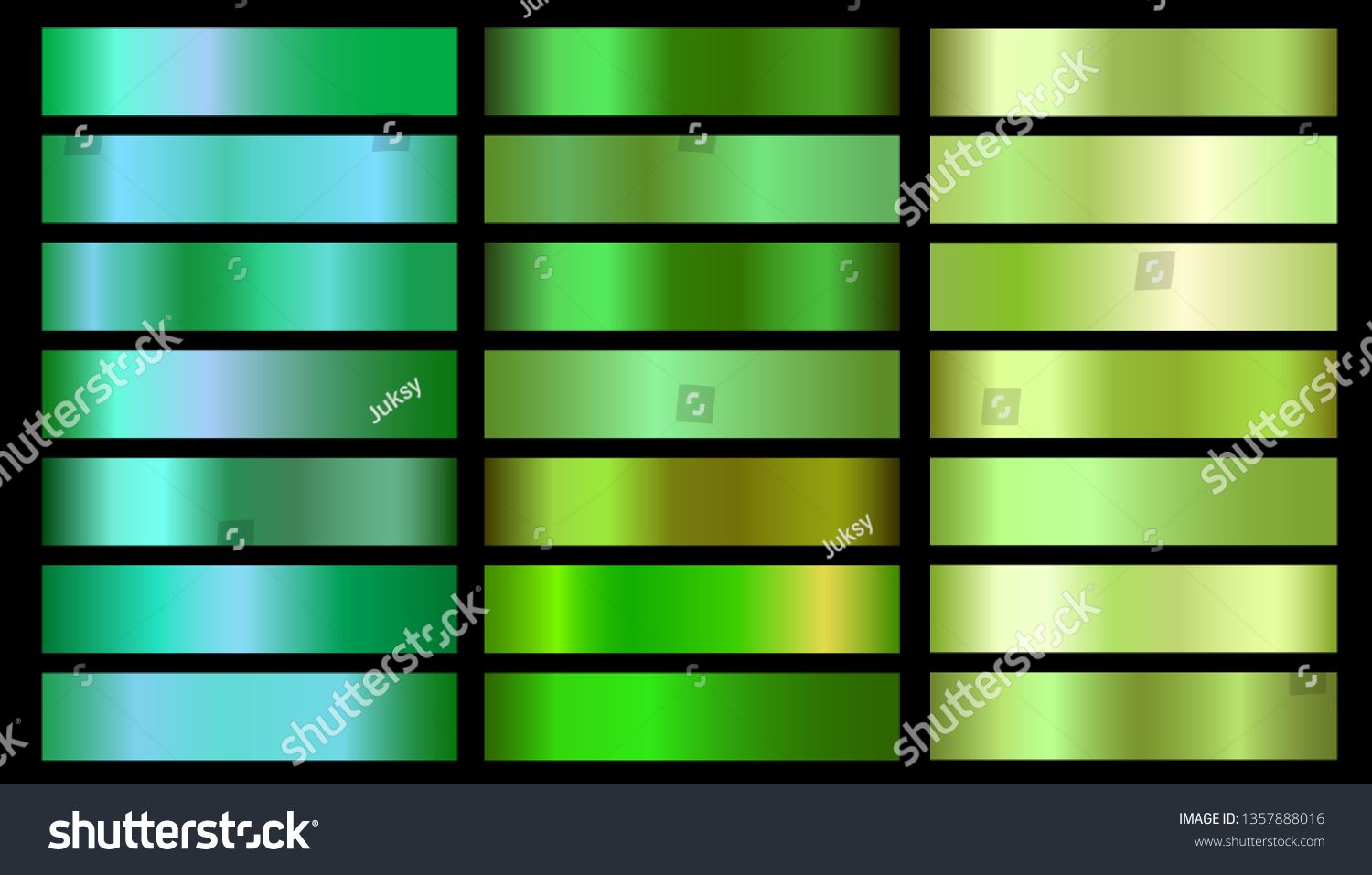 Green ecology vector gradients set. Glossy shiny nature green gradient colorful illustration gradation for backgrounds, banner, user interface, flyers, cards #1357888016