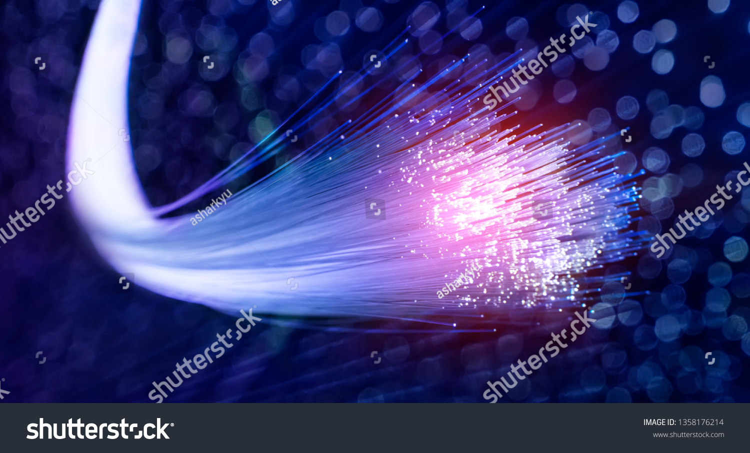 Fiber optics network cable lights abstract background #1358176214