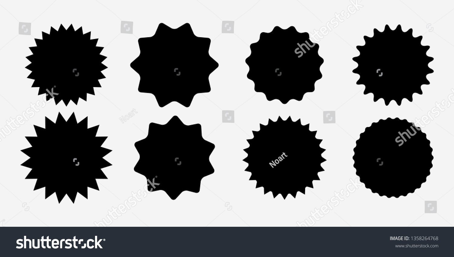 Sunburst label icons. Promo sale starburst sticker. Vector set of black star price tag. Vector illustration EPS10  #1358264768