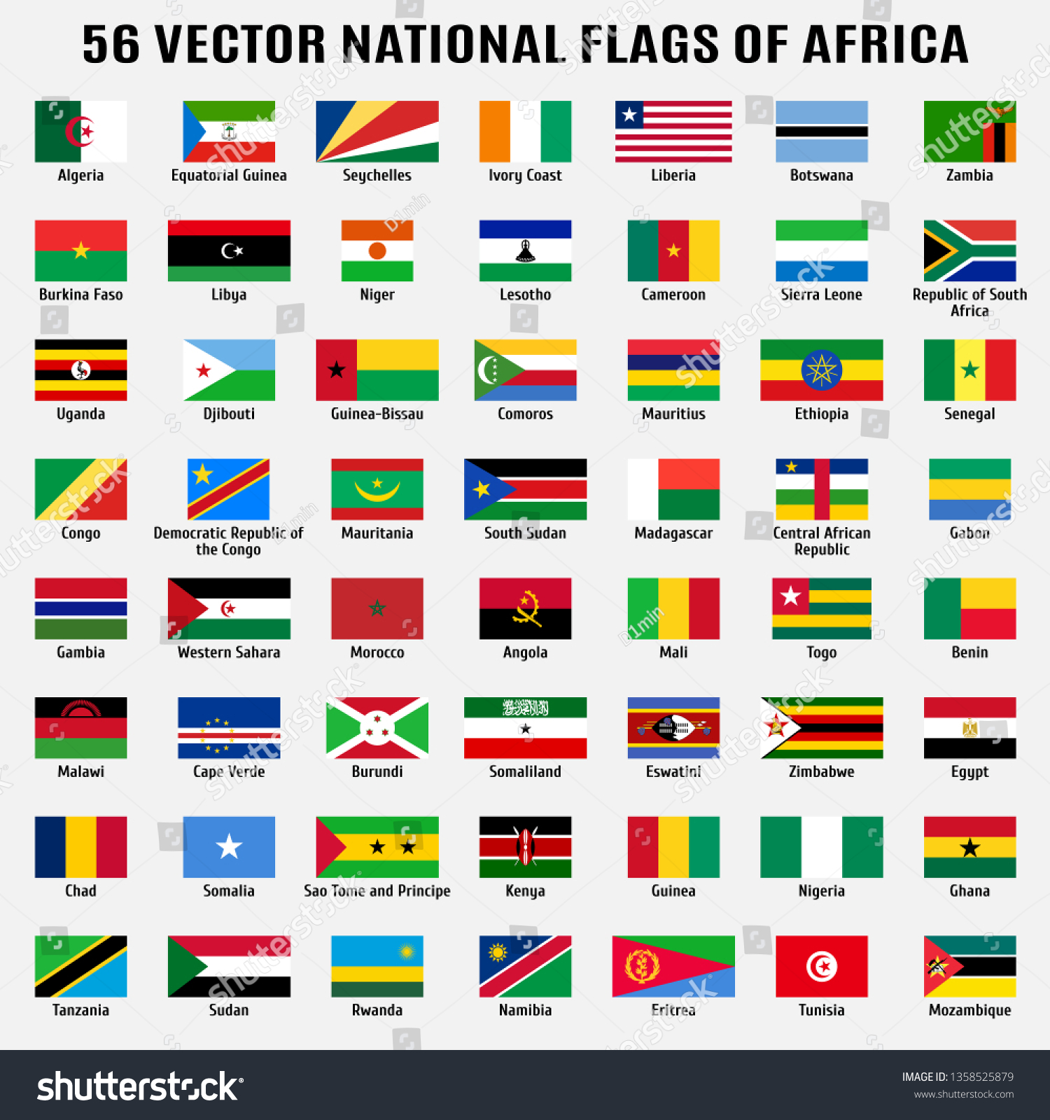 Vector collection of 56 national flags with - Royalty Free Stock Vector ...