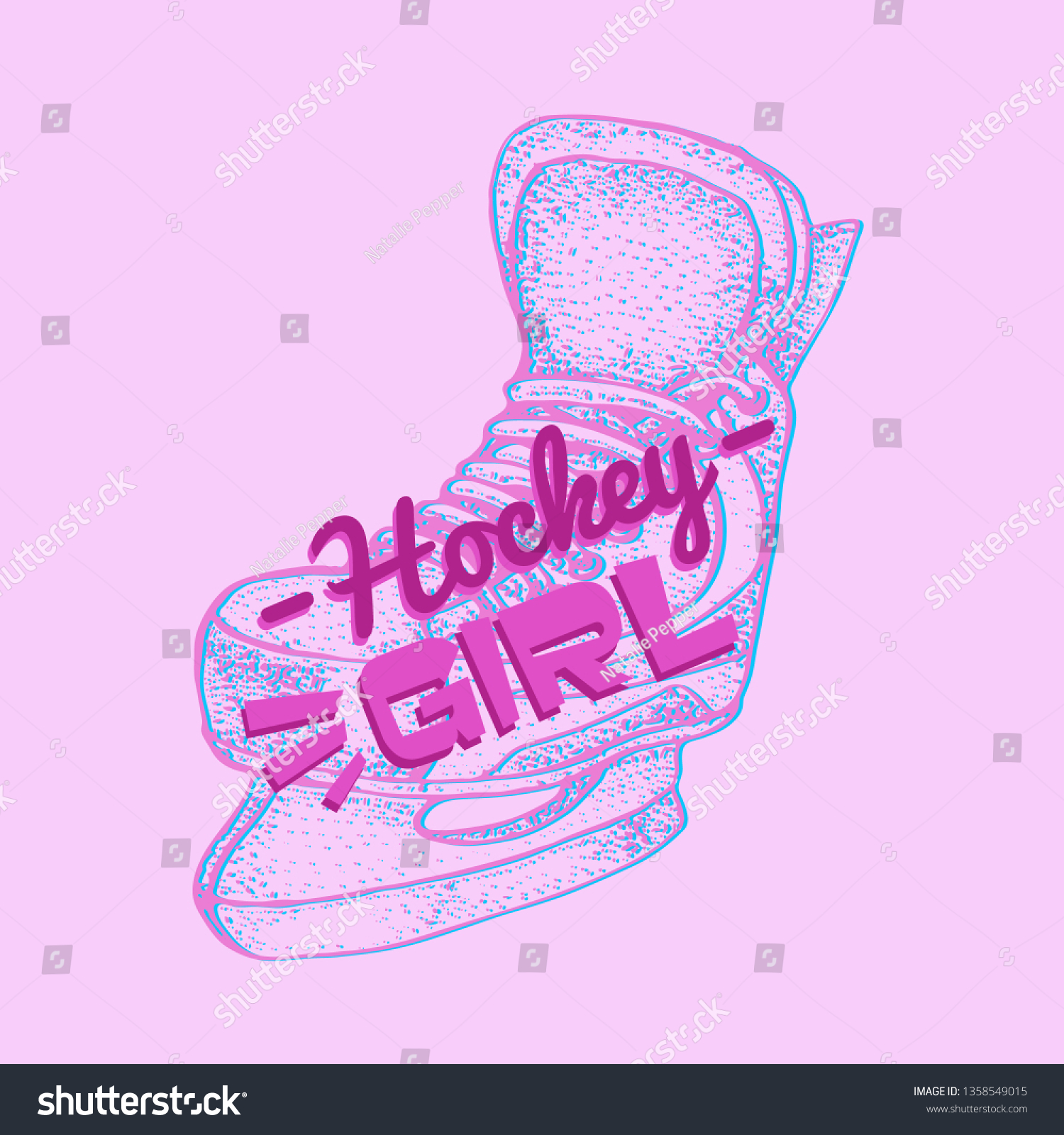 Vector Hockey Girl Lettering Isolated Pink Ice Royalty Free Stock Vector 1358549015 