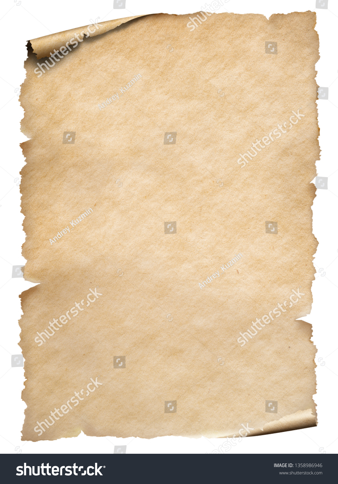 Old paper sheet isolated on white #1358986946