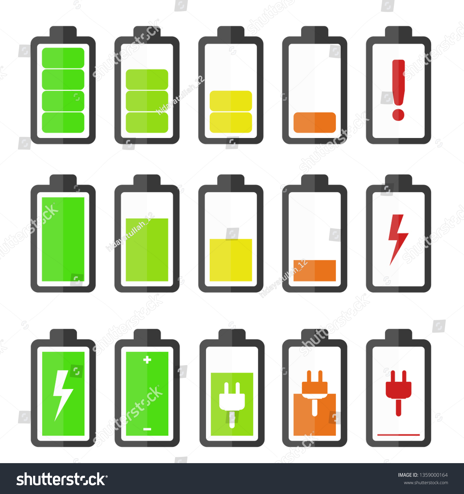 Battery Icons Design - Royalty Free Stock Vector 1359000164 - Avopix.com