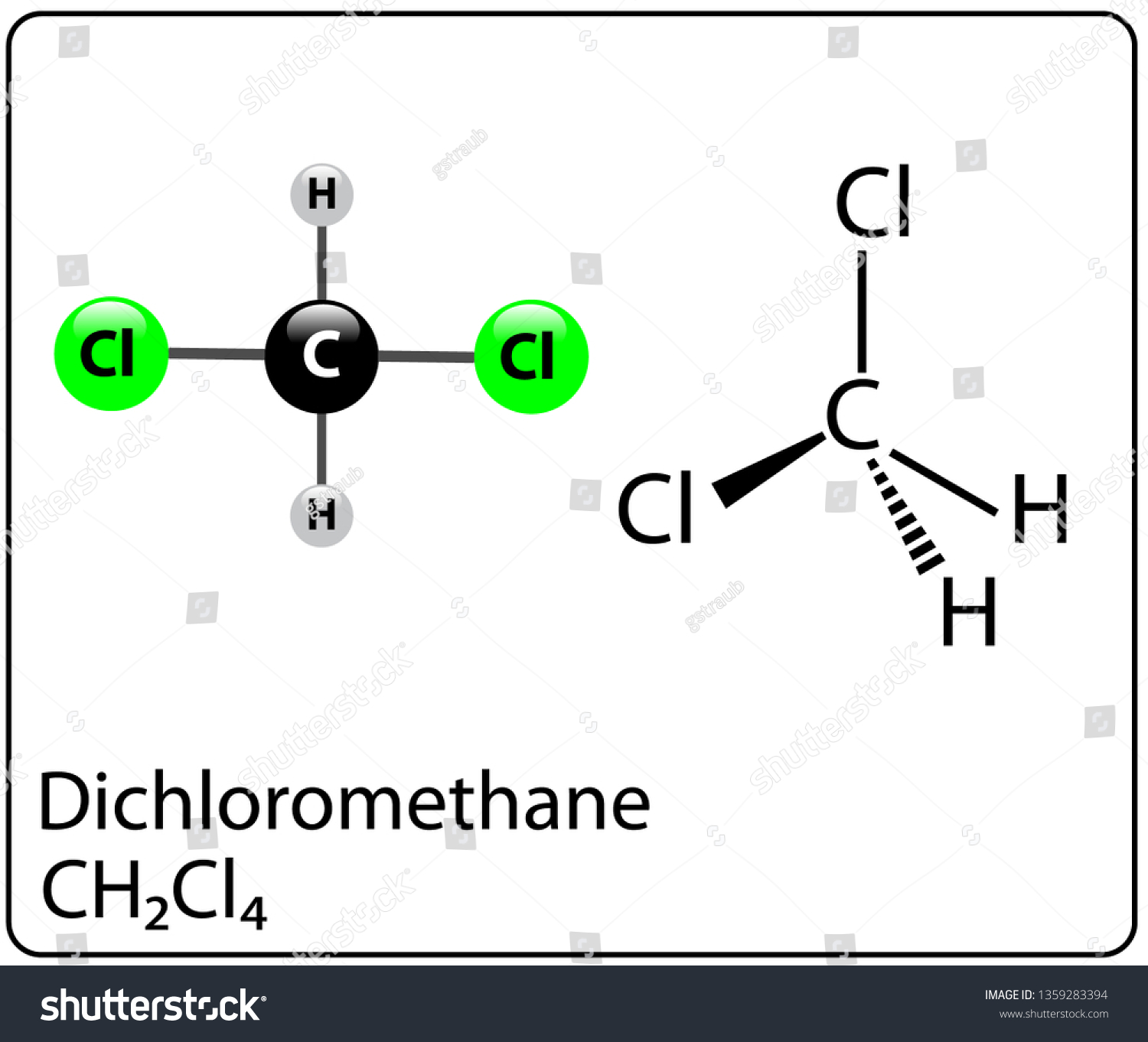 Dichloromethane Molecule Structure Royalty Free Stock Vector