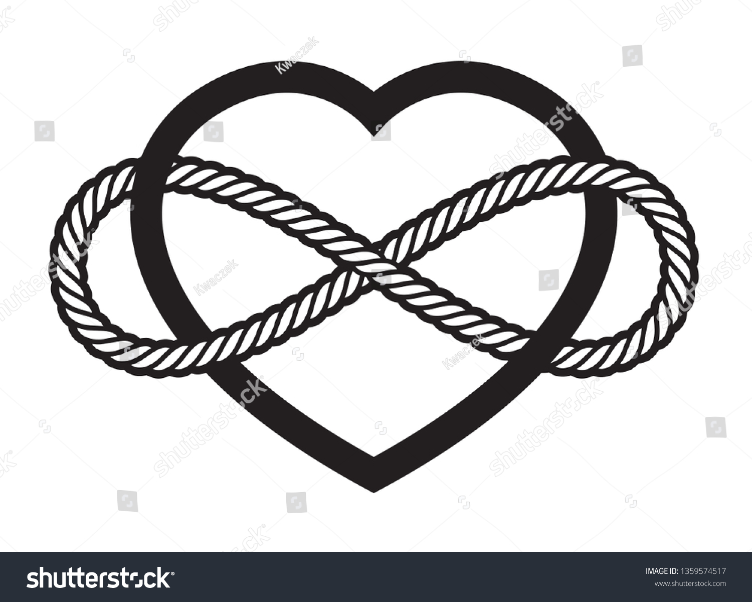 Vector tattoo symbol of never ending love. Heart - Royalty Free Stock ...