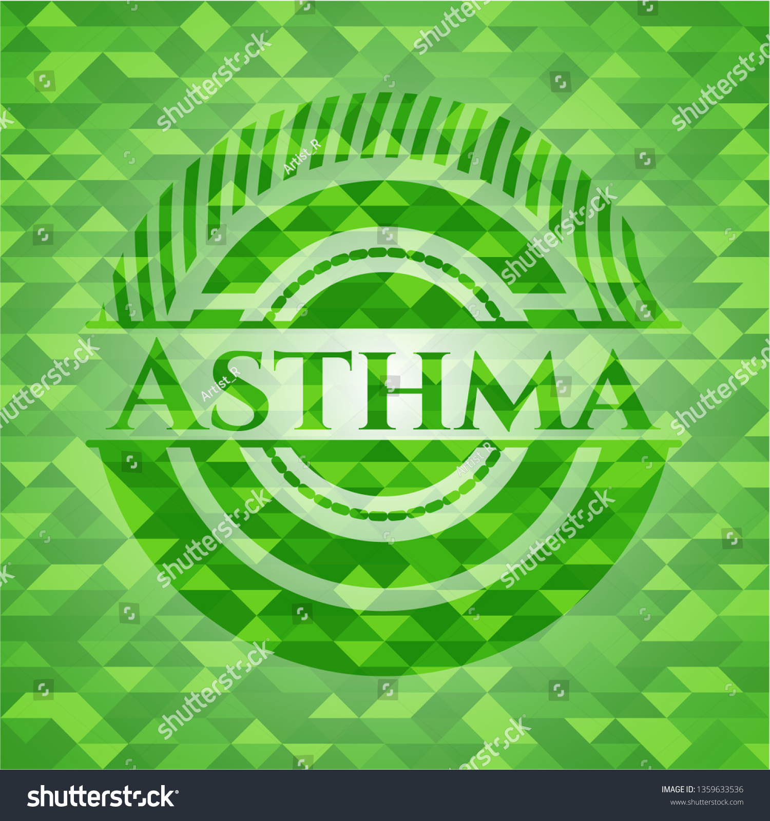 Asthma green emblem with mosaic background #1359633536