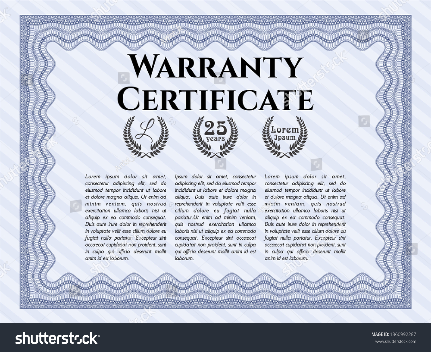 Blue Warranty Certificate template. - Royalty Free Stock Vector ...