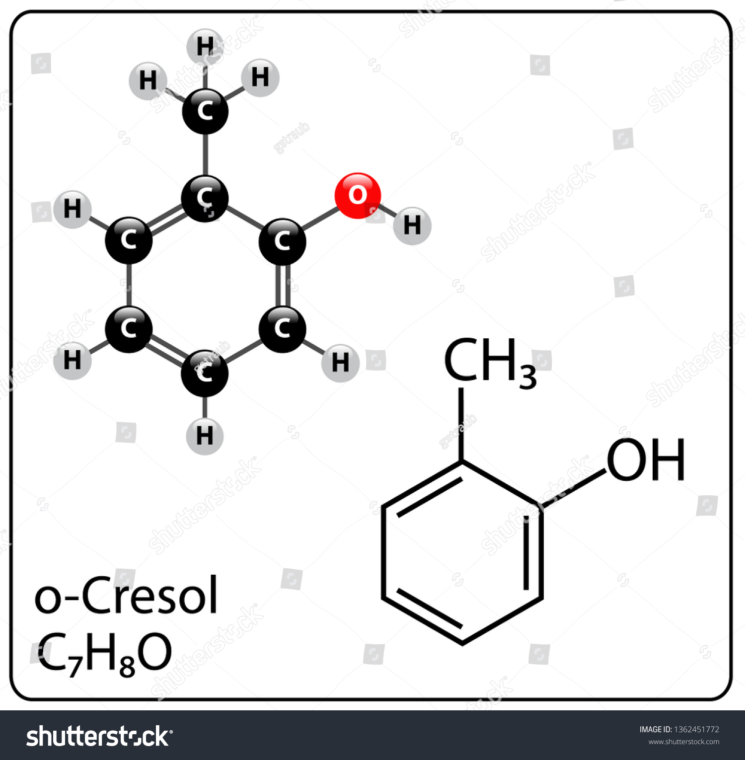 O-Cresol Molecule Structure - Royalty Free Stock Vector 1362451772 ...