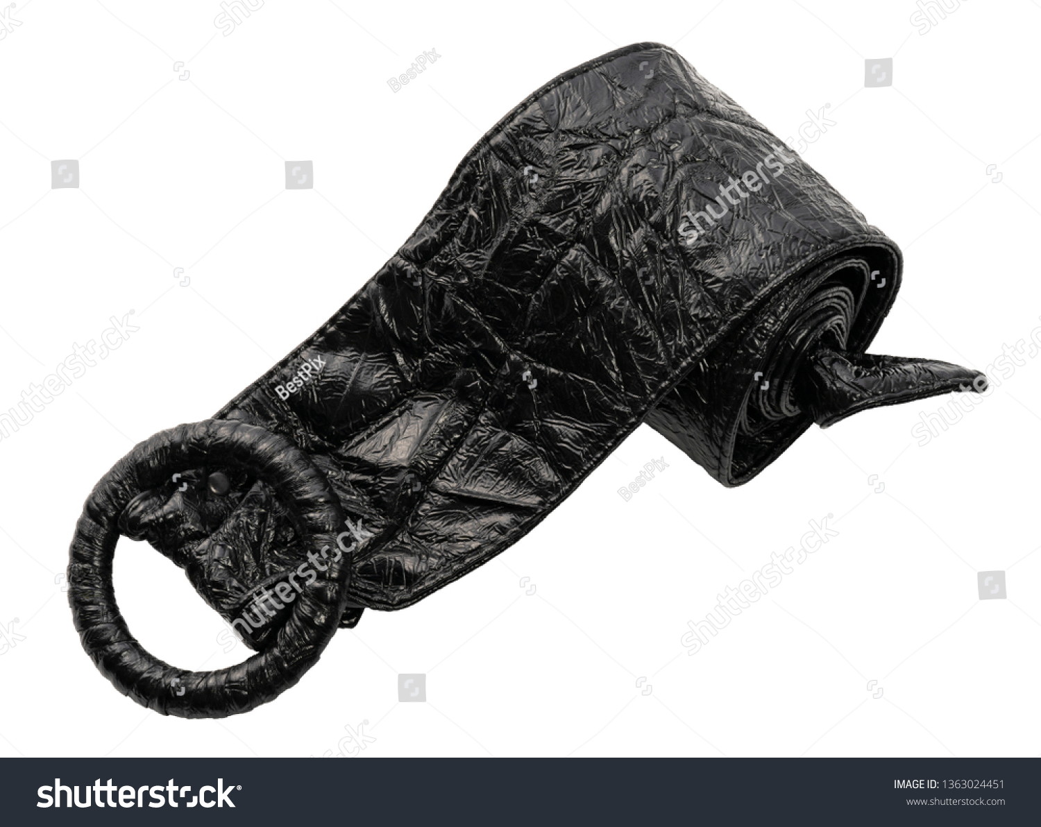 Black leather belt isolated on white background #1363024451