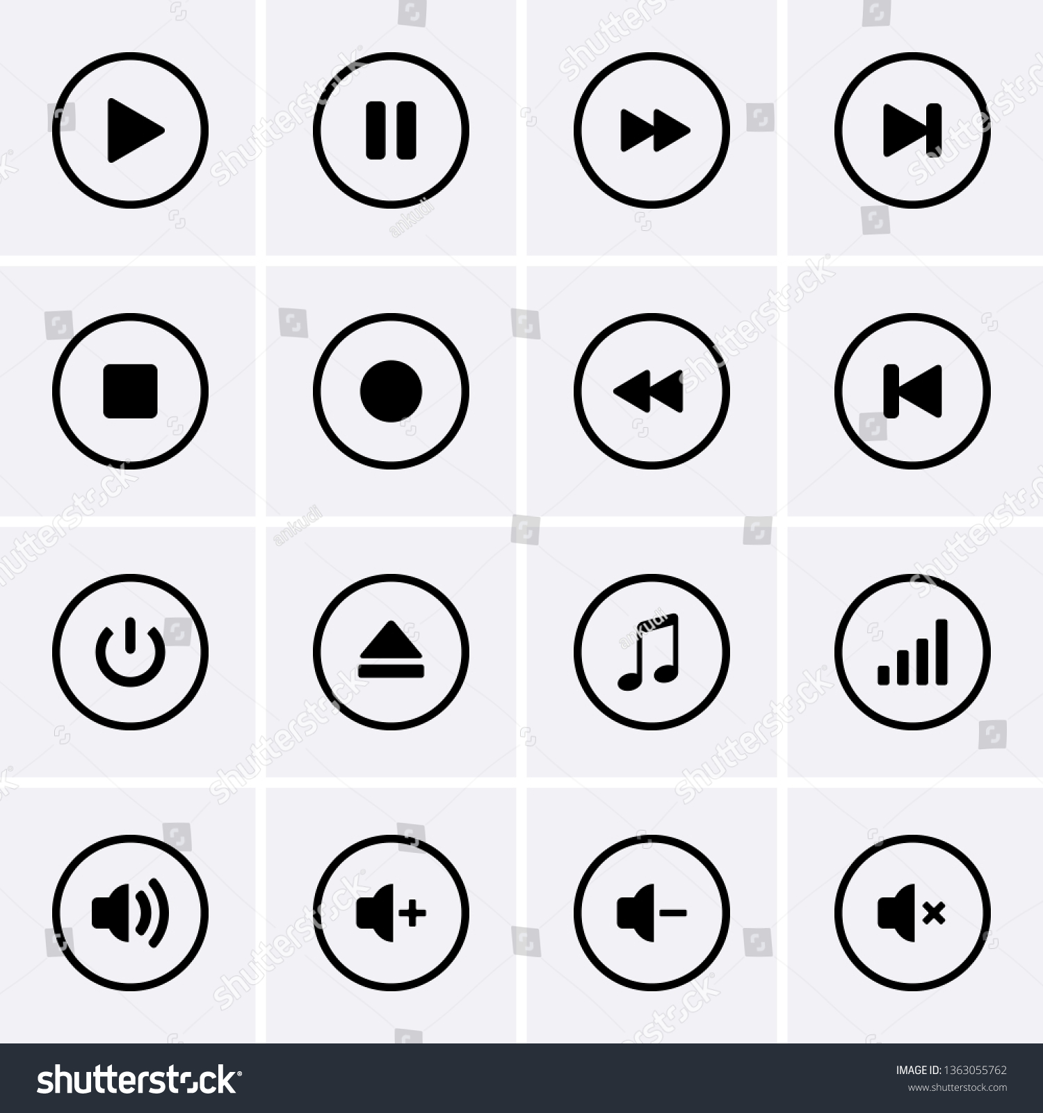 Media Player Icons set. Vector for design #1363055762