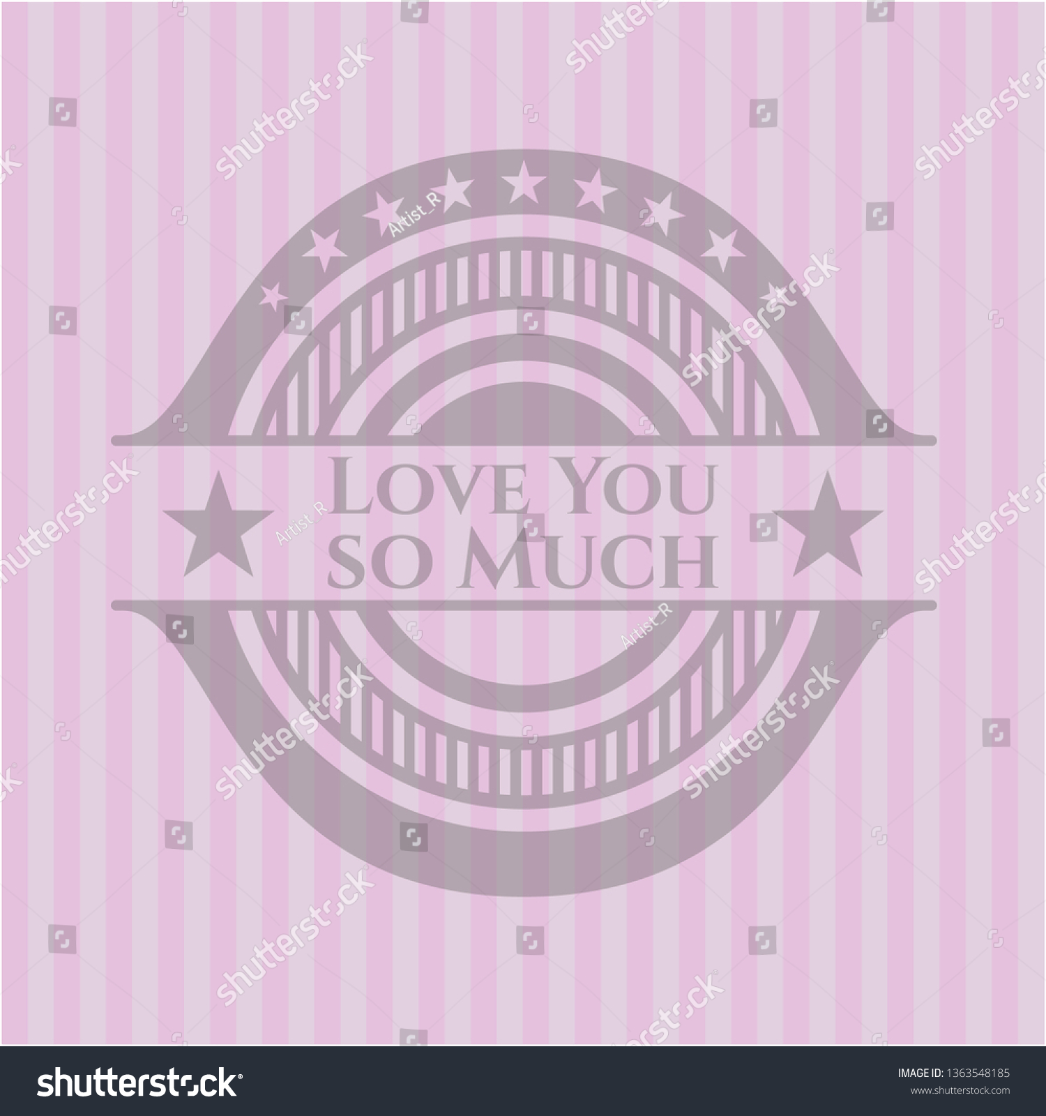 Love You So Much Pink Emblem Royalty Free Stock Vector 1363548185