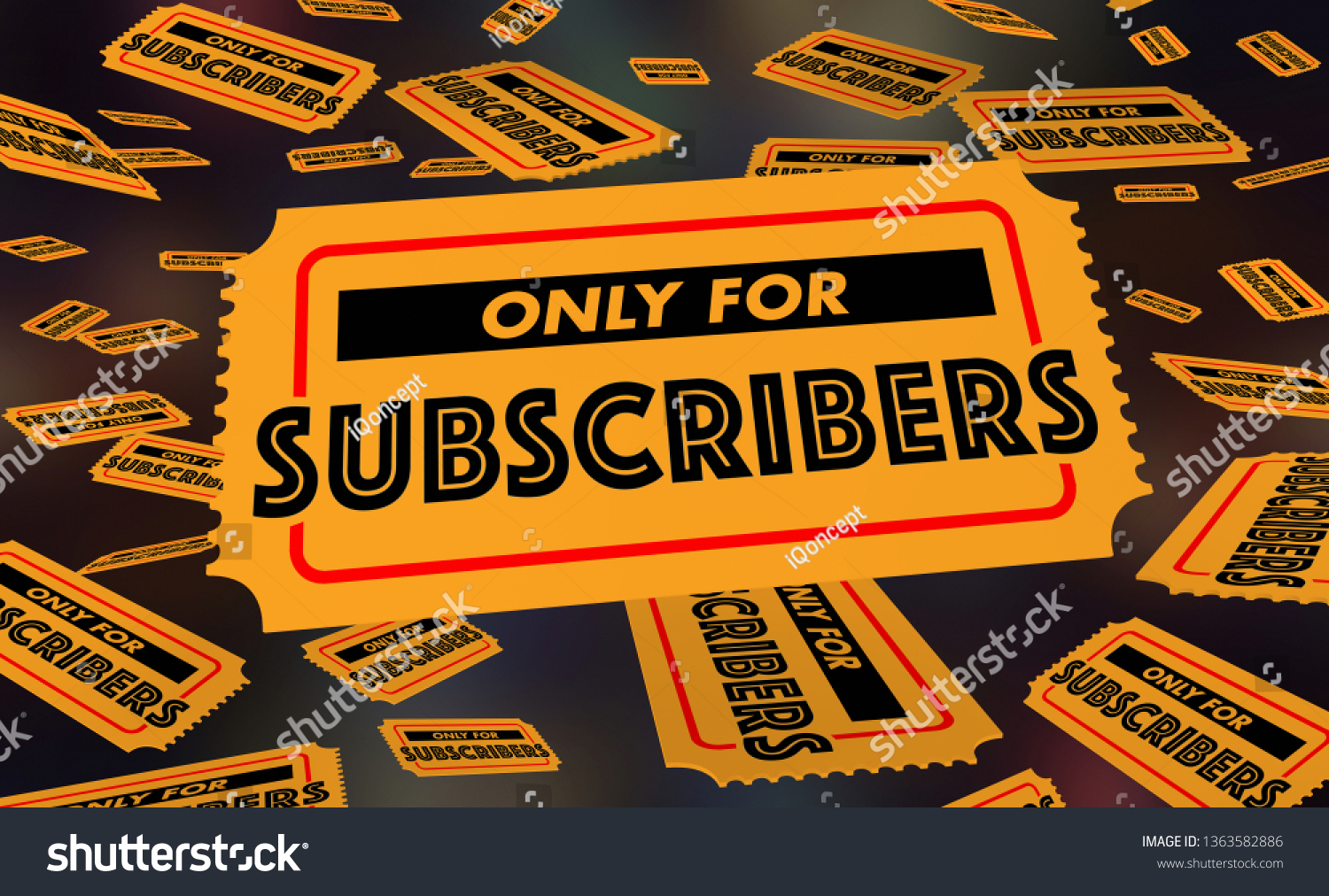 Only for Subscribers Member Benefits Tickets 3d Illustration #1363582886