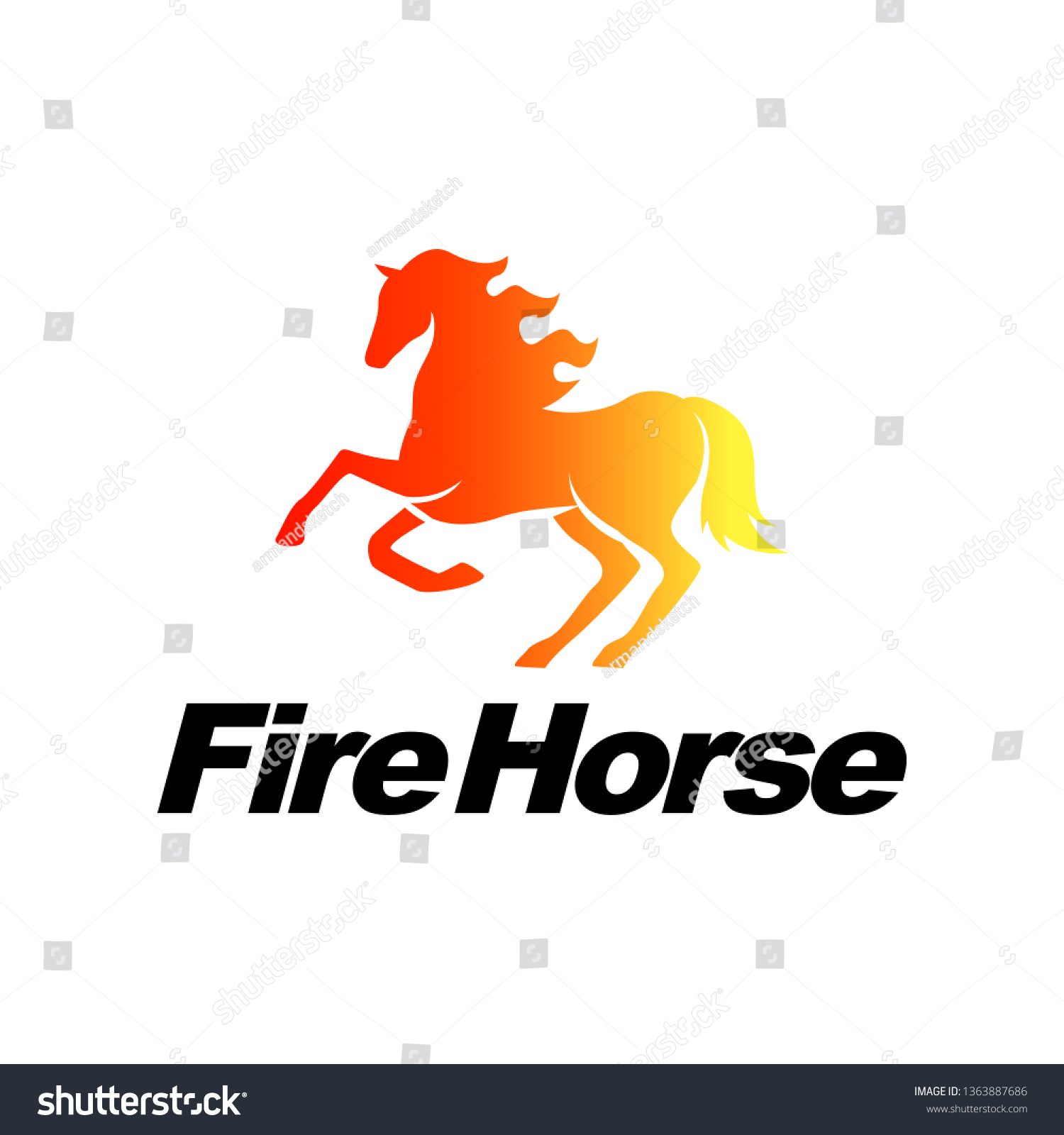 fire horse icon symbol logo template. fire flame - Royalty Free Stock ...