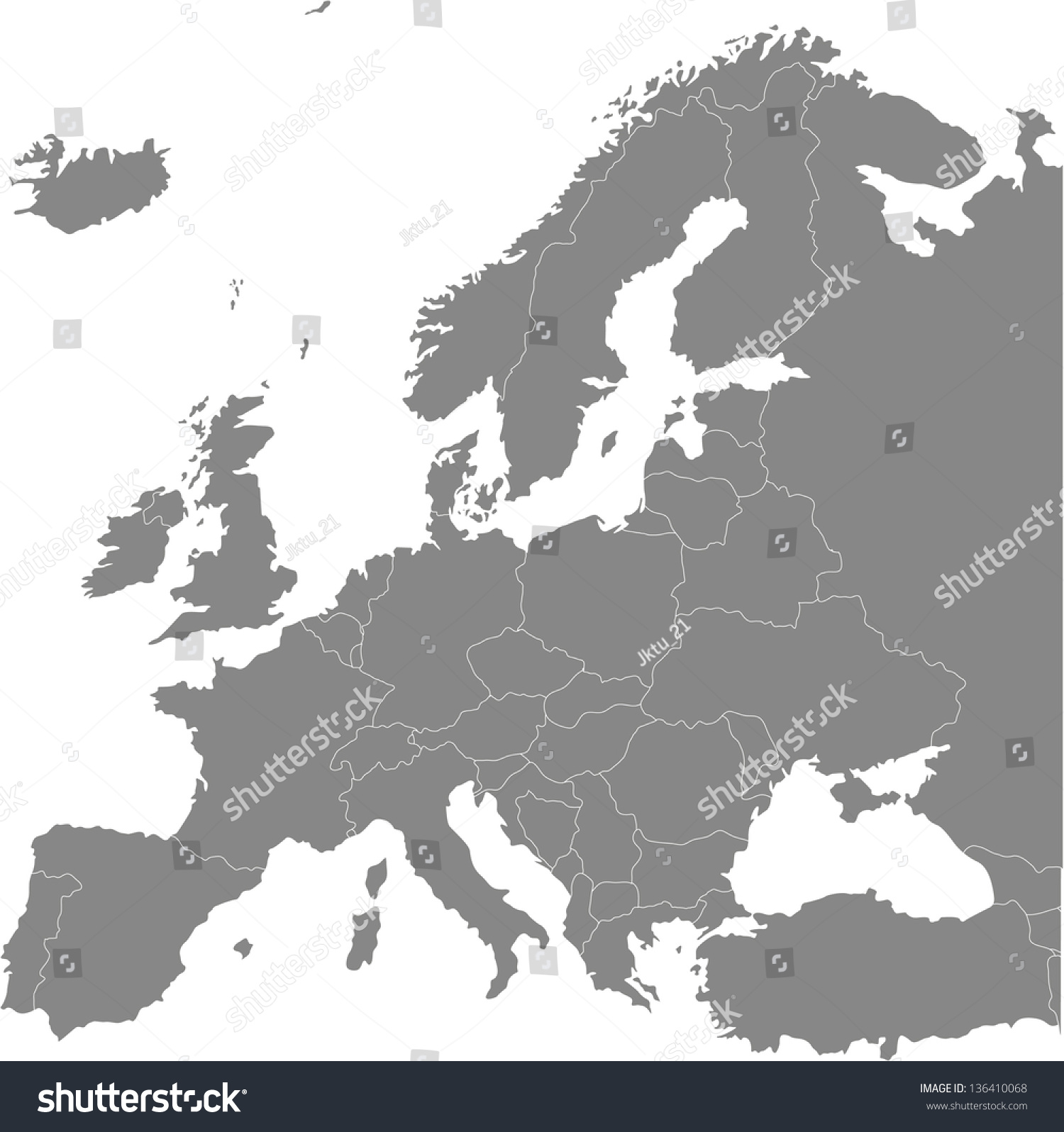 Europe Vector Political Map With State Borders - Royalty Free Stock ...