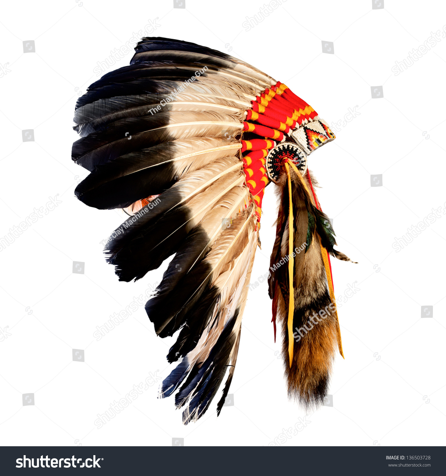 native american indian chief headdress (indian chief mascot, indian tribal headdress, indian headdress) #136503728