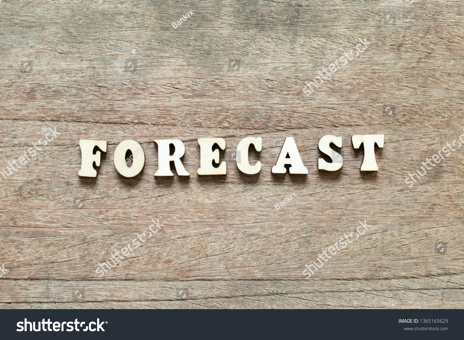 Letter block in word forecast on wood background #1365165629
