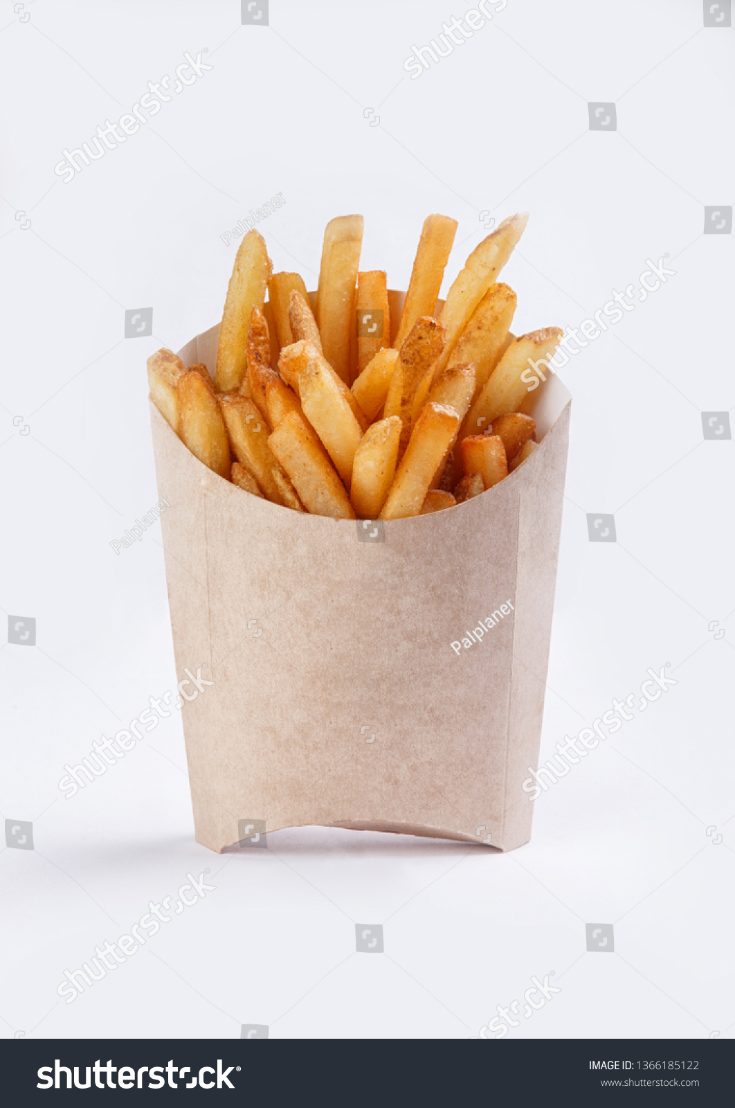 french fries in box on white background #1366185122