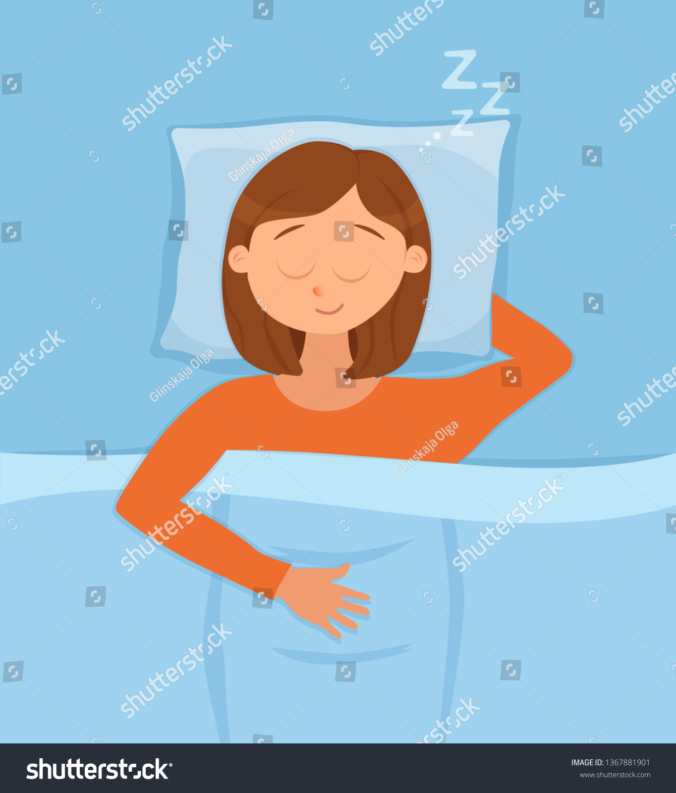 Sleeping woman face cartoon character happy girl - Royalty Free Stock ...