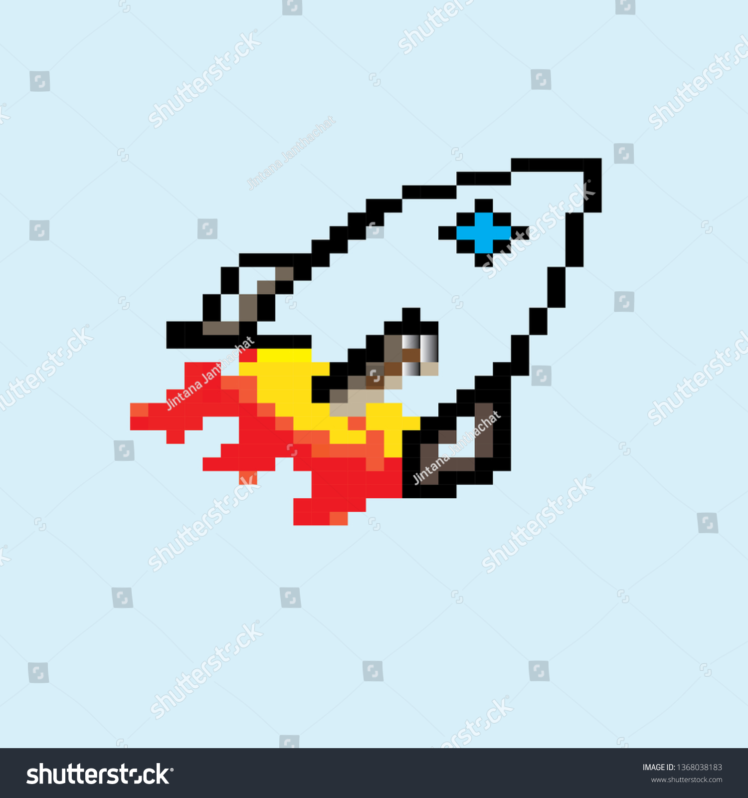 pixel art rocket - Royalty Free Stock Vector 1368038183 - Avopix.com