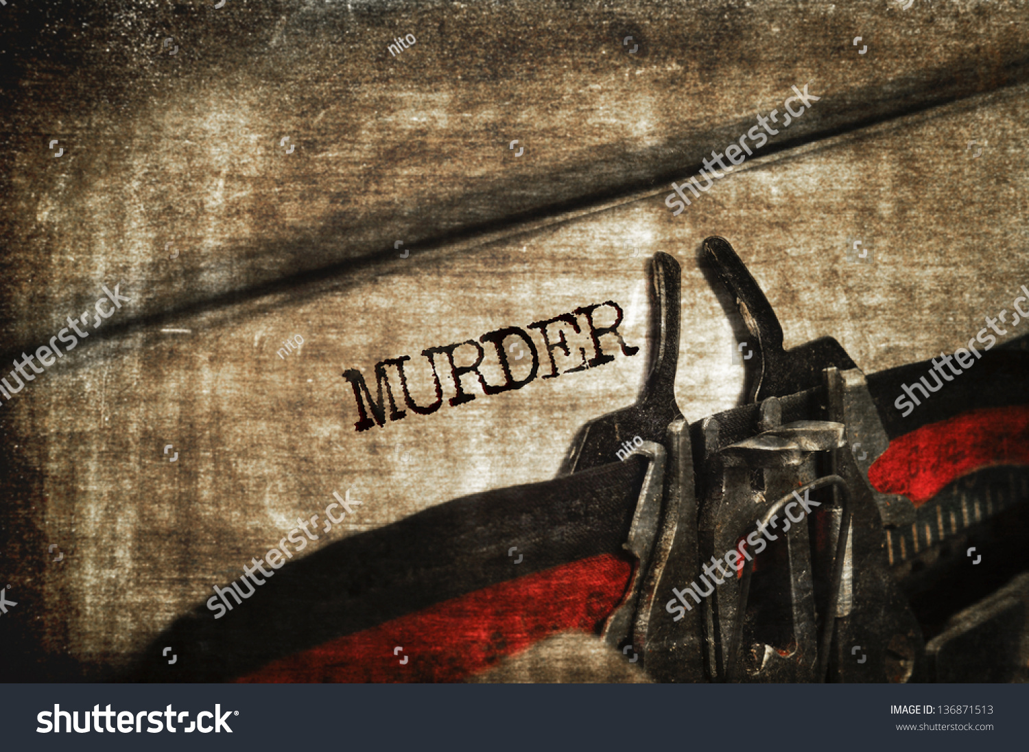 word murder written with an old typewriter #136871513