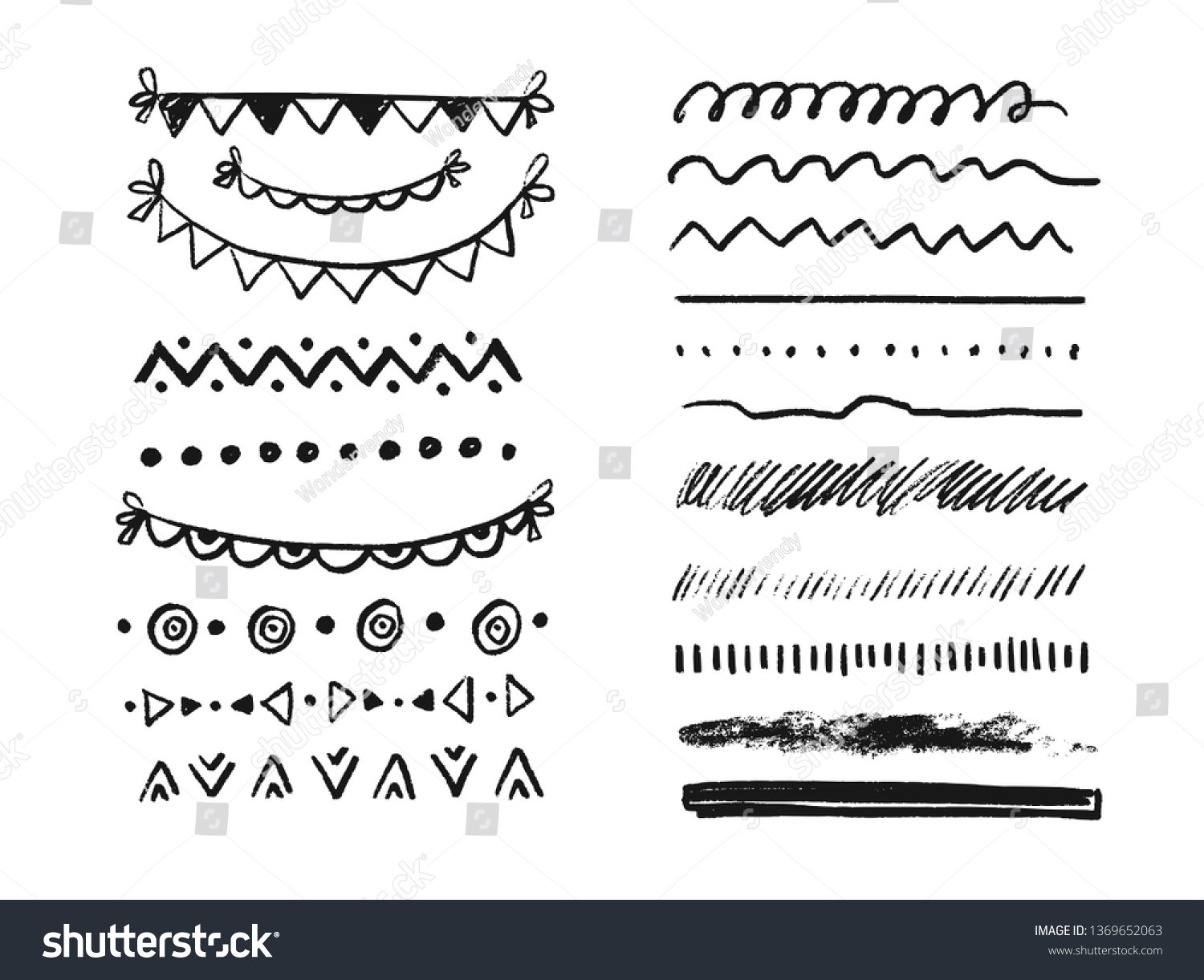 Set of different hand drawn doodle borders. - Royalty Free Stock Vector ...