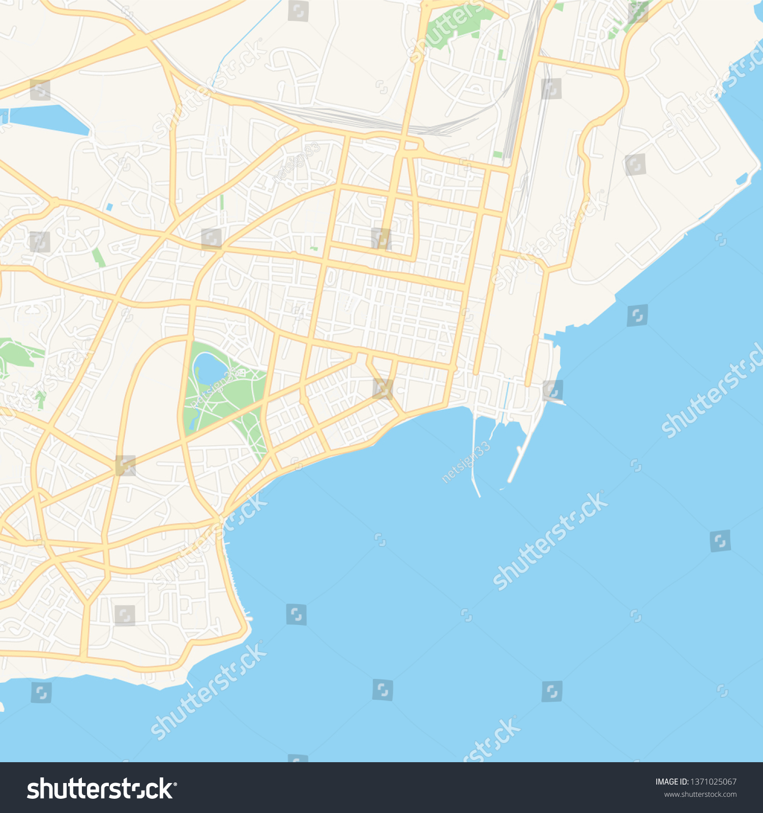 Printable Map Of Saint-nazaire, France With Main - Royalty Free Stock 