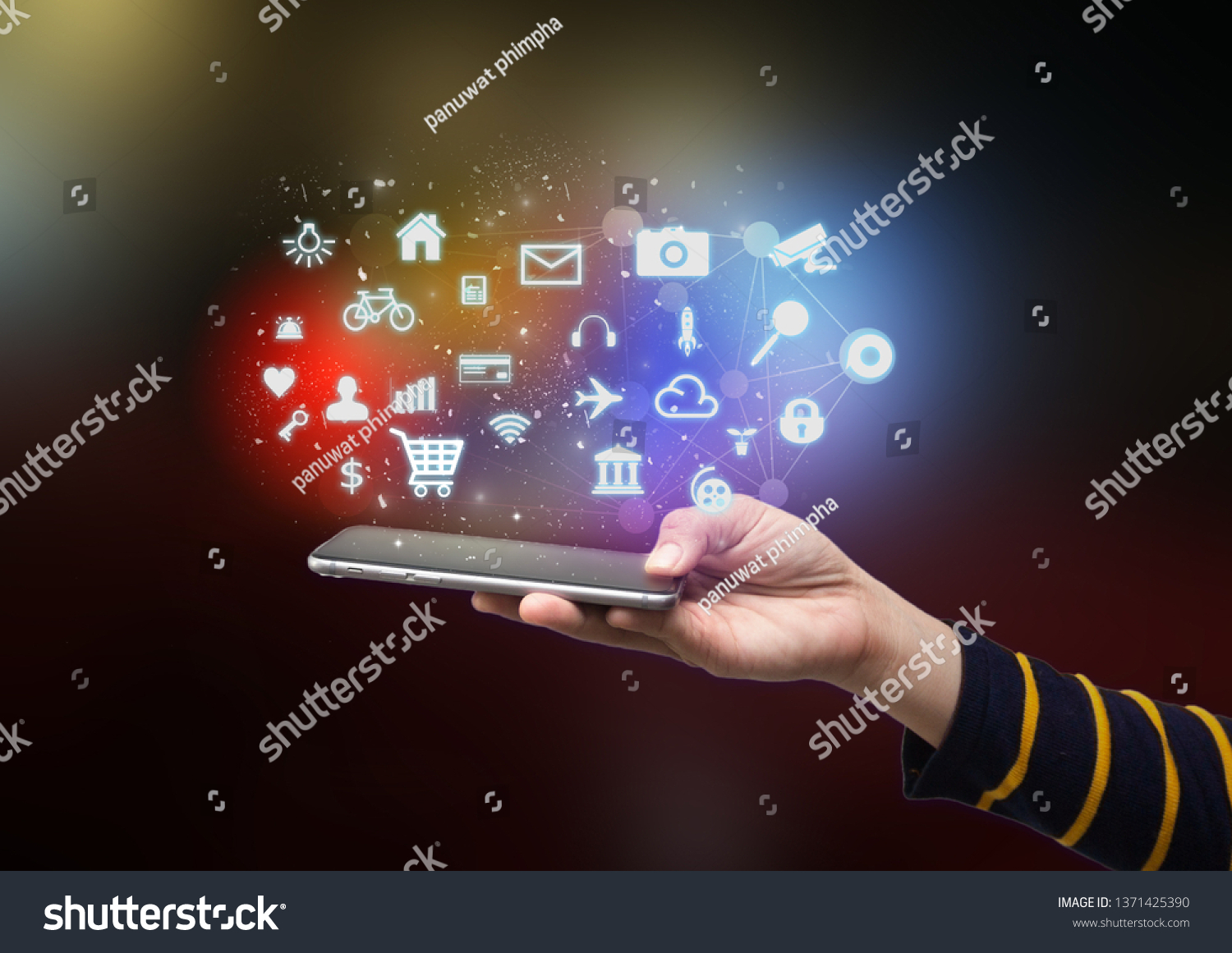 Mobile Application concept.hand holding smart phone - Image #1371425390