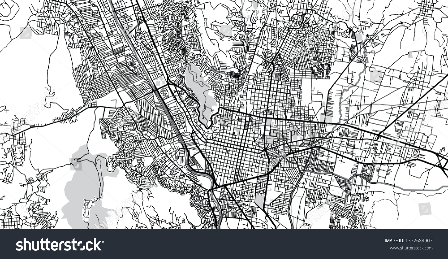 Urban vector city map of Oaxaca, Mexico - Royalty Free Stock Vector ...