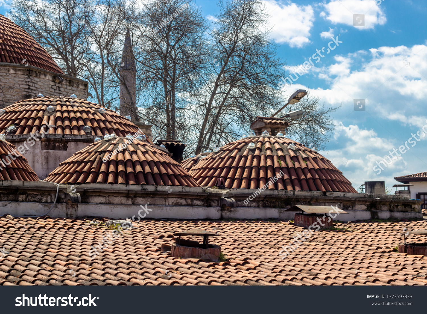 Colorful shoot of old non-well preserved moslem theological school roof in Safranbolu #1373597333