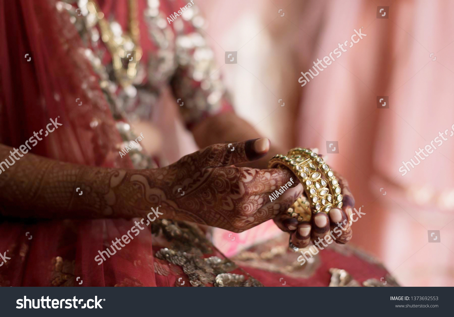 Indian bridal bridal wearing wedding bangles #1373692553