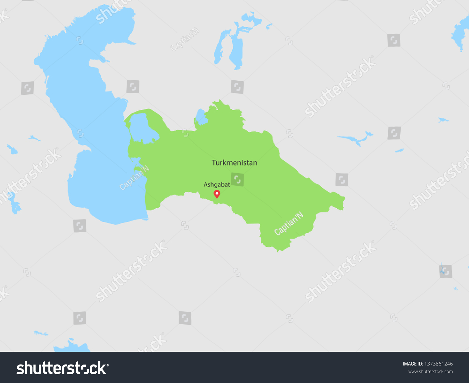 High Detailed Map Of Turkmenistan And Capital Is Royalty Free Stock Vector 1373861246 