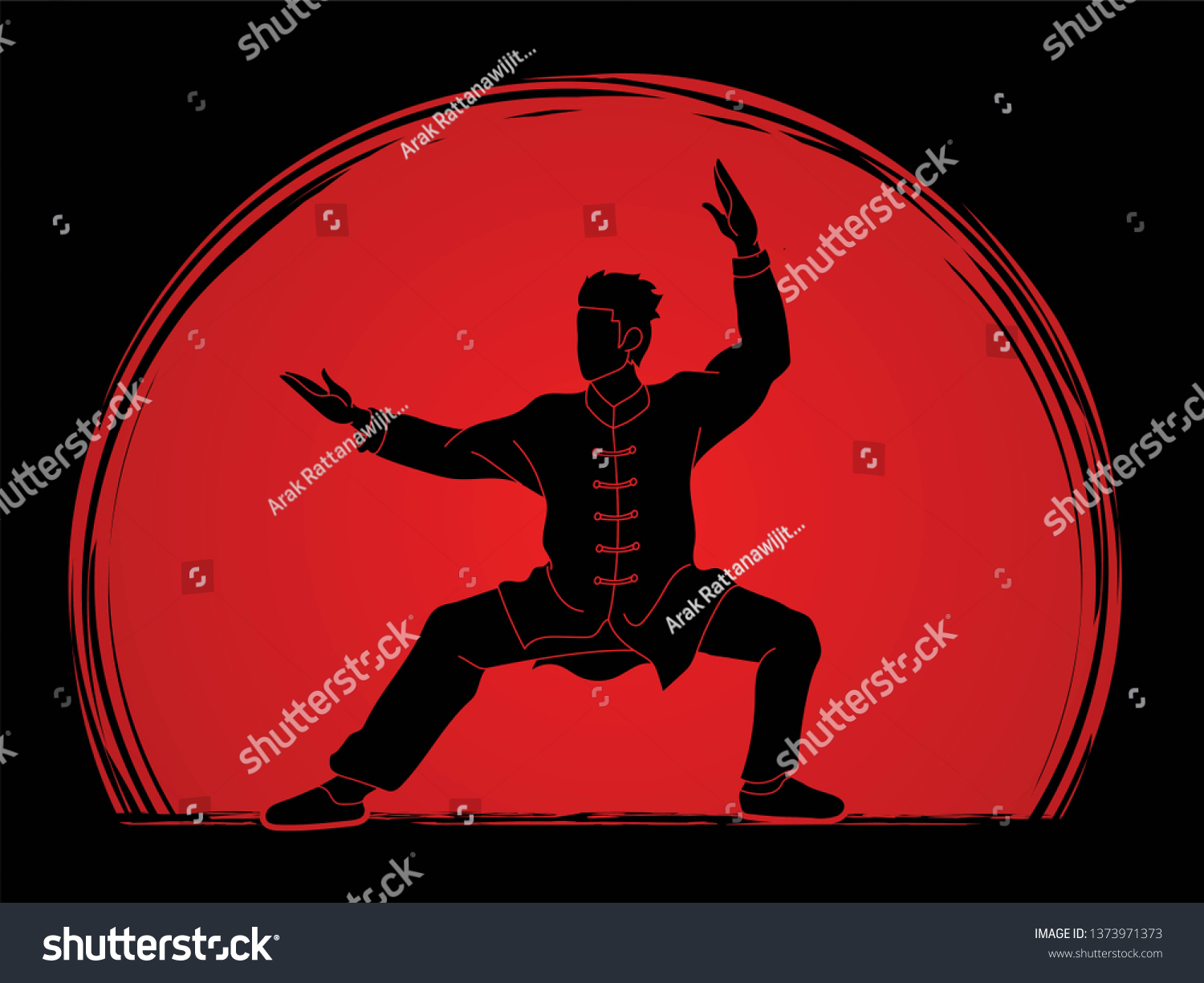 Kung fu action ready to fight cartoon graphic - Royalty Free Stock ...