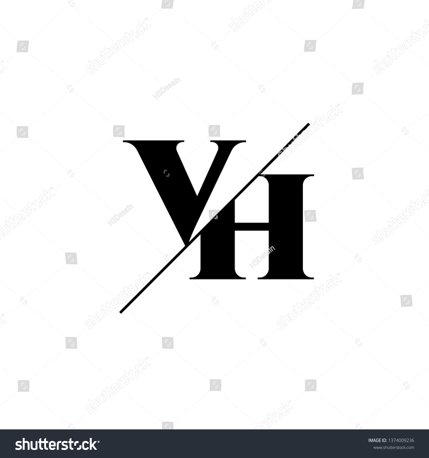 Initial Letter Vh Monogram Sliced Logo Template Royalty Free Stock Vector Avopix Com