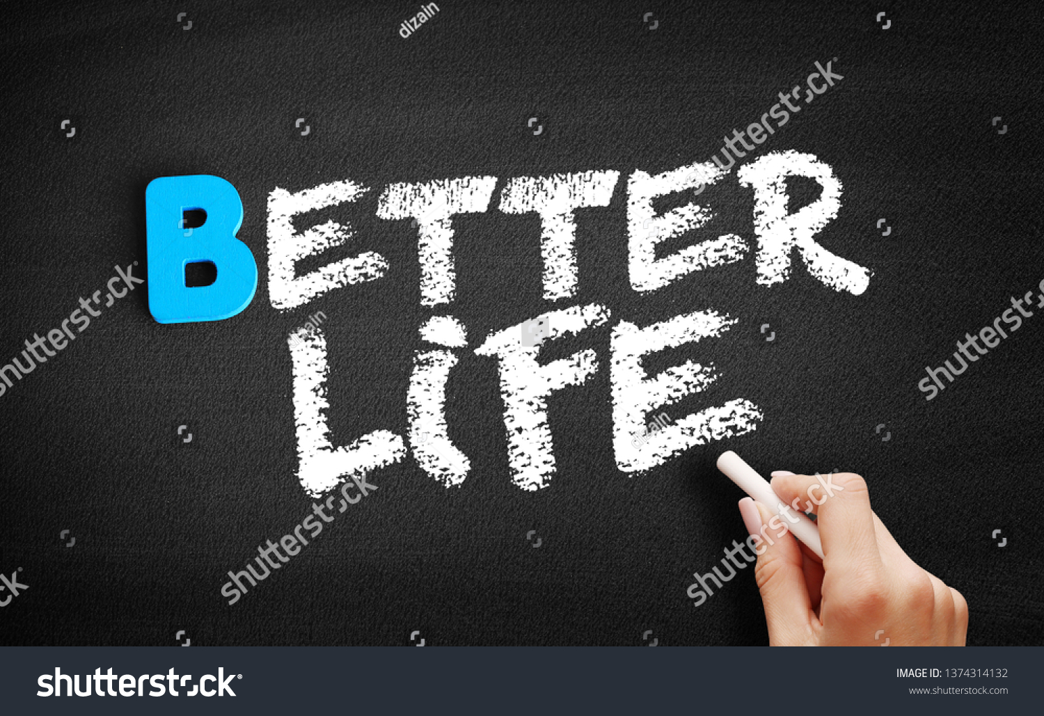 Better life text on blackboard, concept background #1374314132