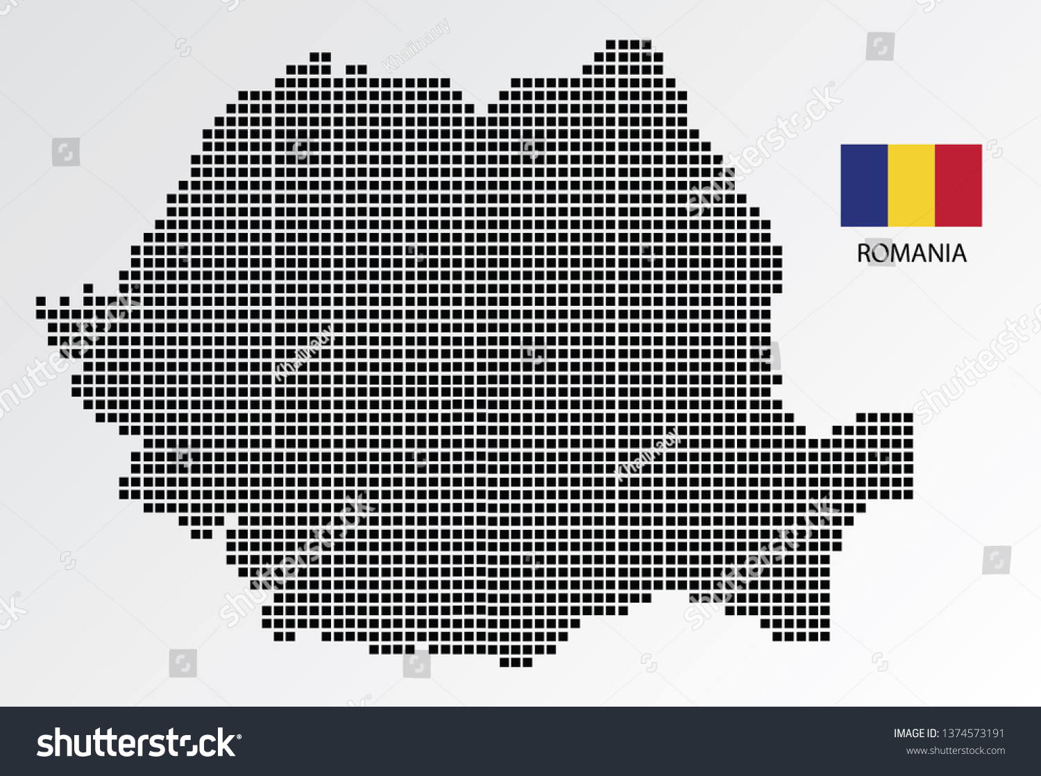 Romania Map Design Square With Flag Romania Royalty Free Stock